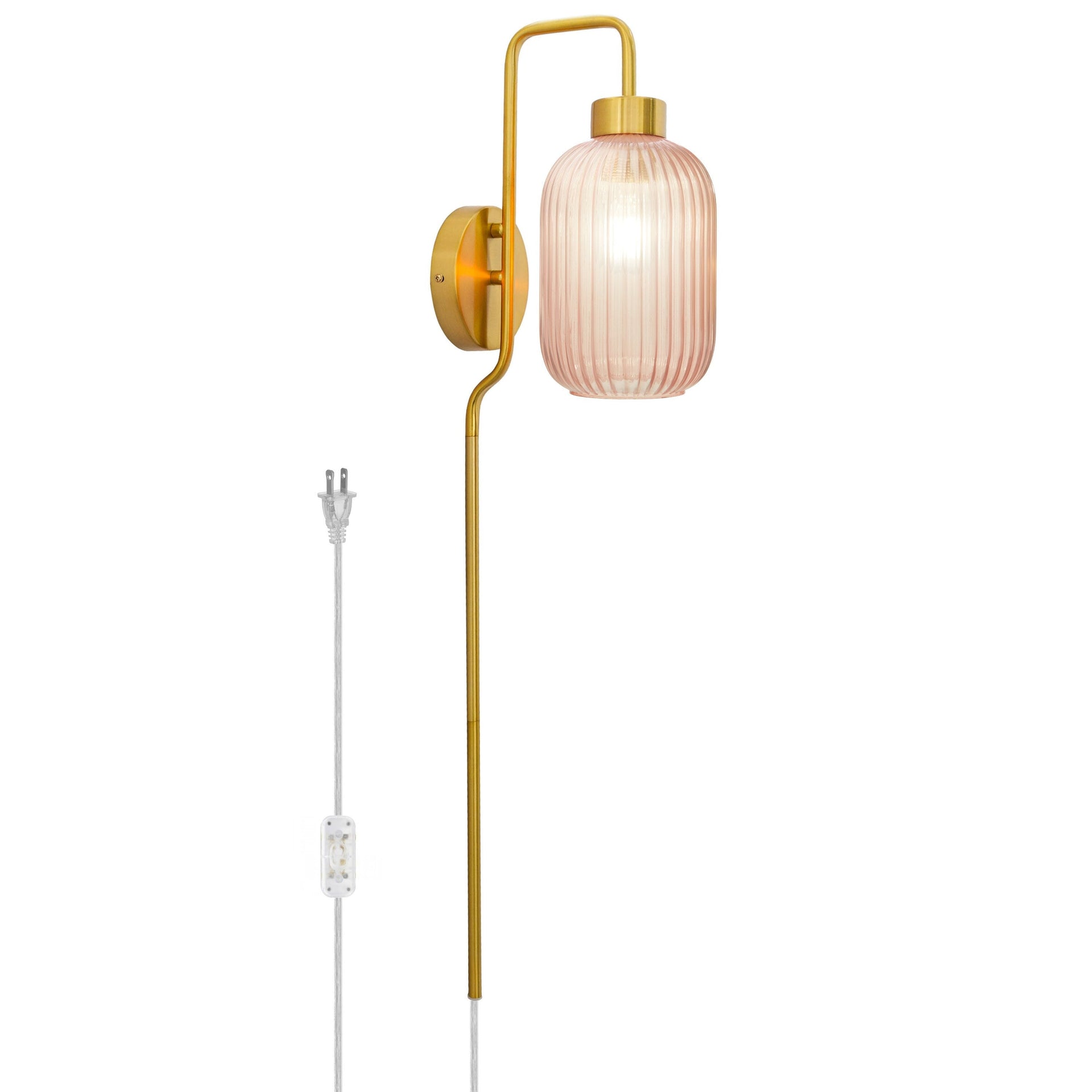 Adrienne River of Goods Pink Glass and Metal Retro Wall Sconce - 5.375 x 8.625 x 32.25
