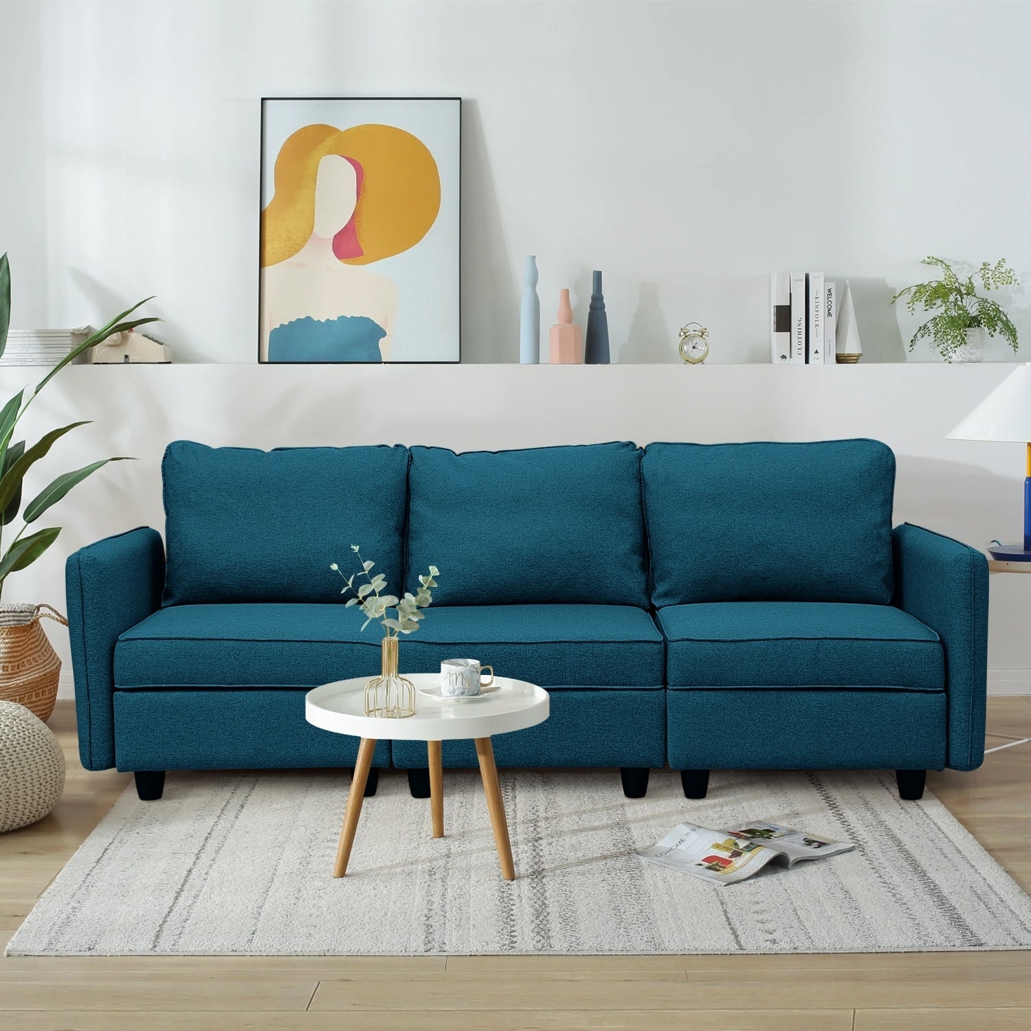Sofa with Storage, Upholstered Sofa Couch with Modern Linen Fabric