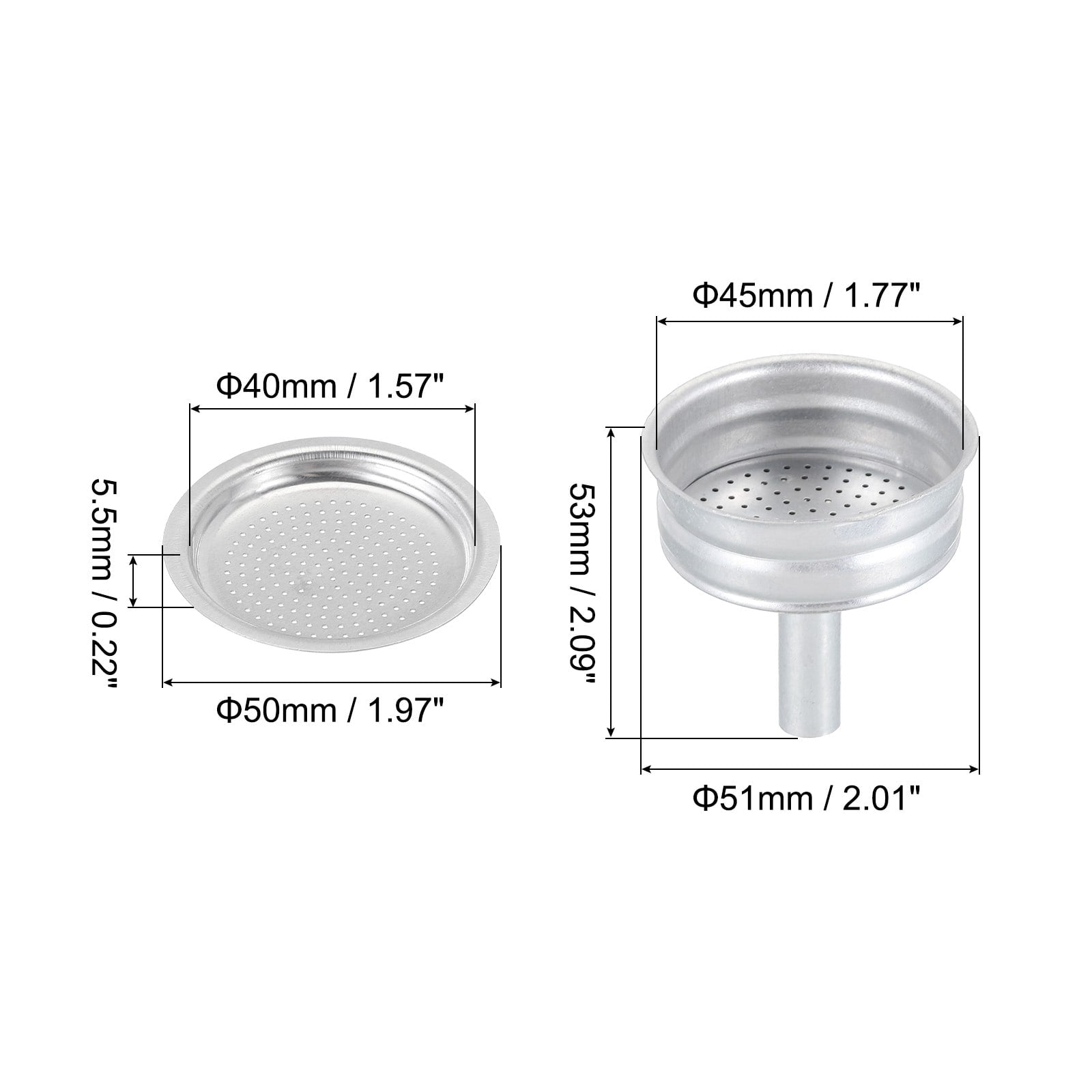 Aluminium Filter Replacement 50x40x5.5mm for 2-Cup Use Mocha Coffee Maker Pot - Silver