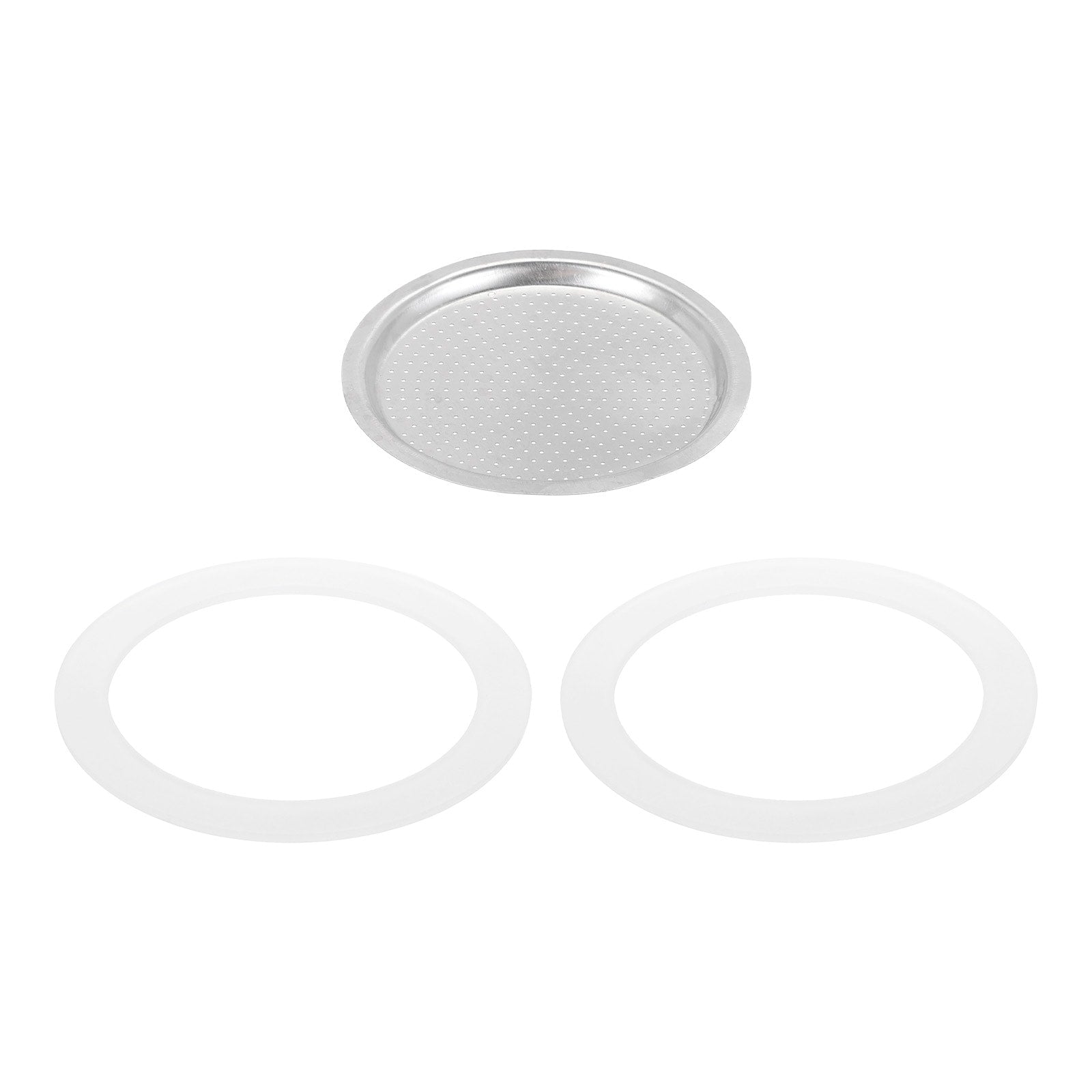 Aluminium Filter Replacement 74x64x4.5mm for 9-Cup Use Mocha,Coffee Maker Pot - Silver