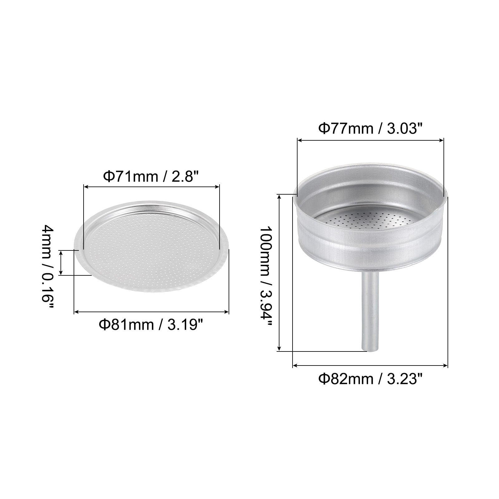 Aluminium Filter Replacement 81x71x4mm for 12-Cup Use Mocha Coffee Maker Pot - Silver