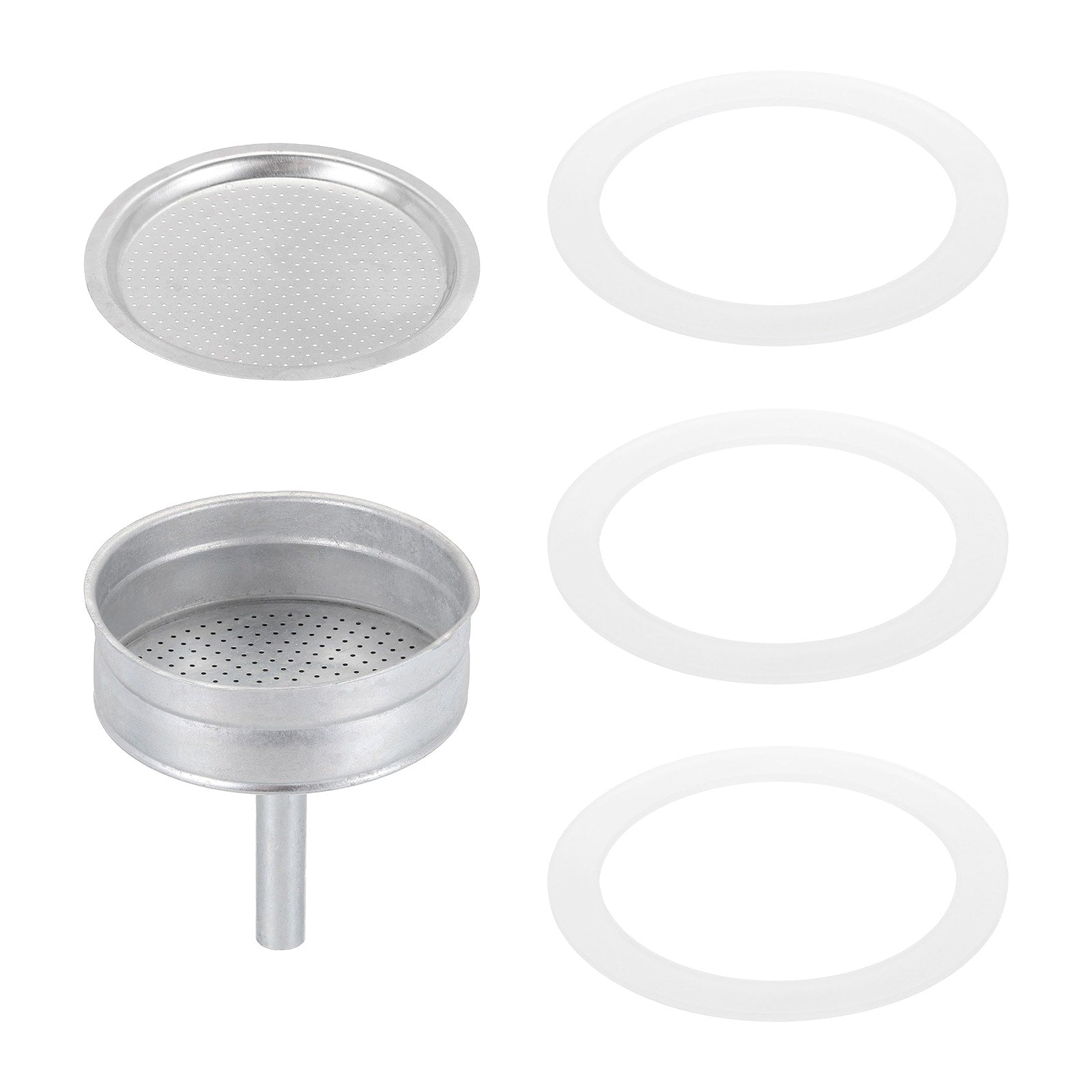 Aluminium Filter Replacement,74x64x4.5mm for 9-Cup Use Mocha Coffee Maker Pot - Silver
