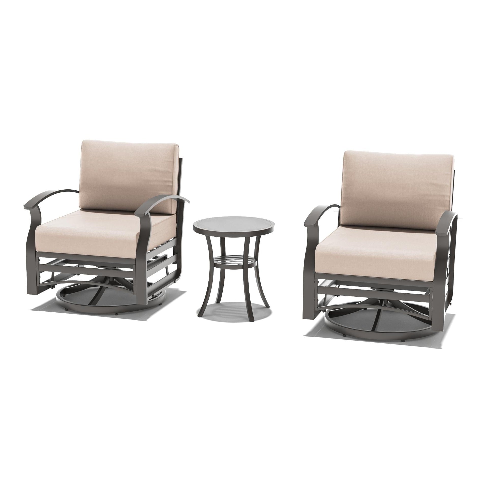 Aluminum Patio Furniture Set with FirePit Ottomans Swivel Chairs,Sectional Sofa with Thick Seat Cushions for Porch Garden