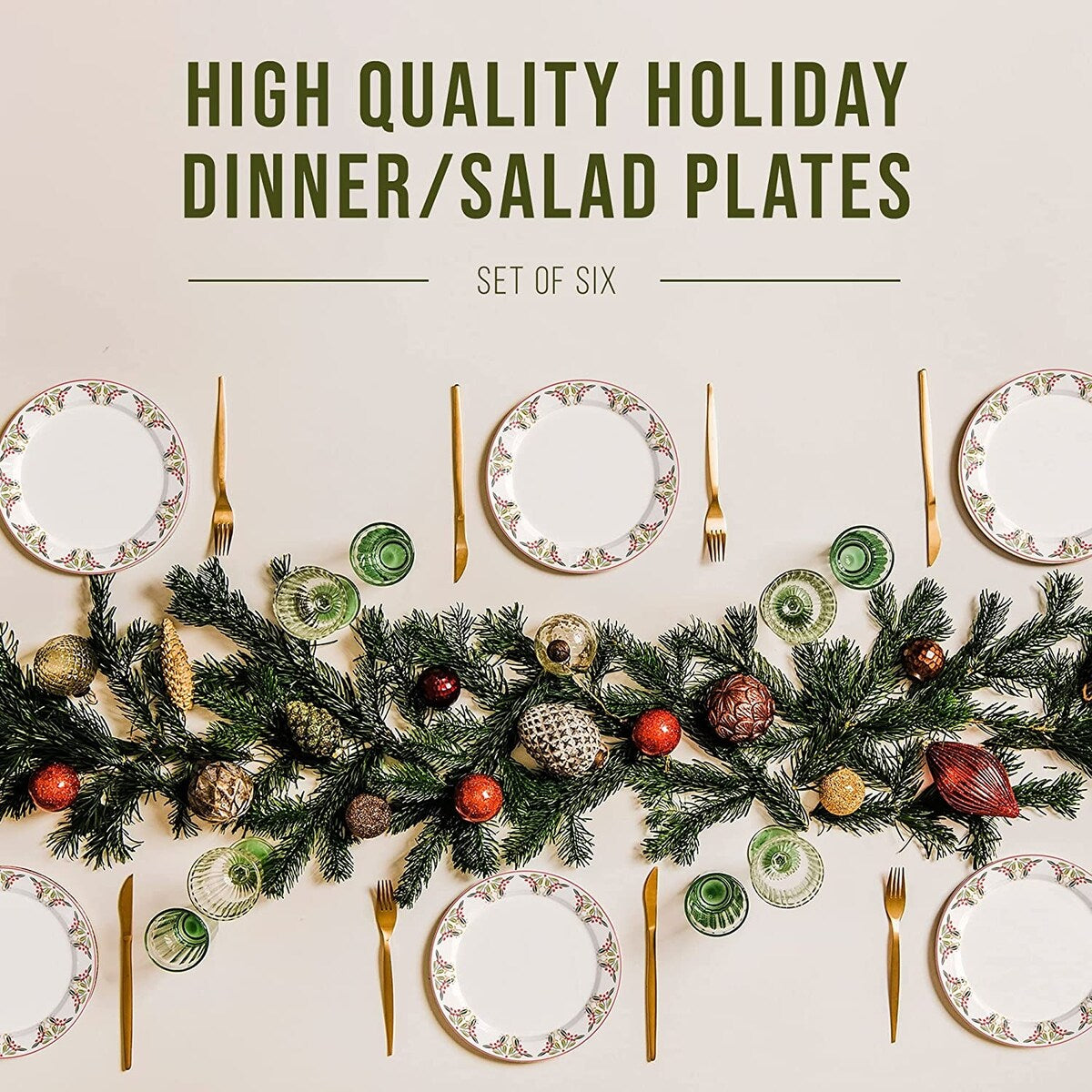 American Atelier Set of 6 Bargello Holiday Themed Plates - 10 Inch
