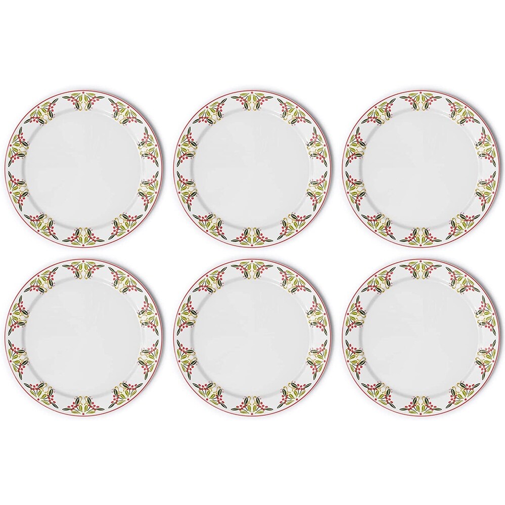 American Atelier Set of 6 Bargello Holiday Themed Plates - 10 Inch