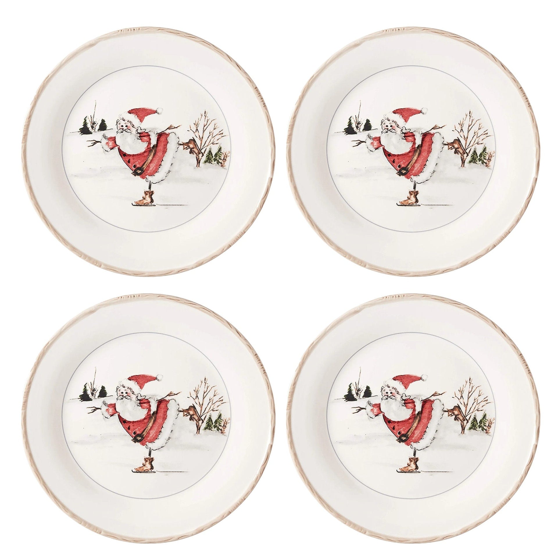 American Atelier Set of 4 Christmas Twig Holiday Dinner Plate - 11 D x 1 H