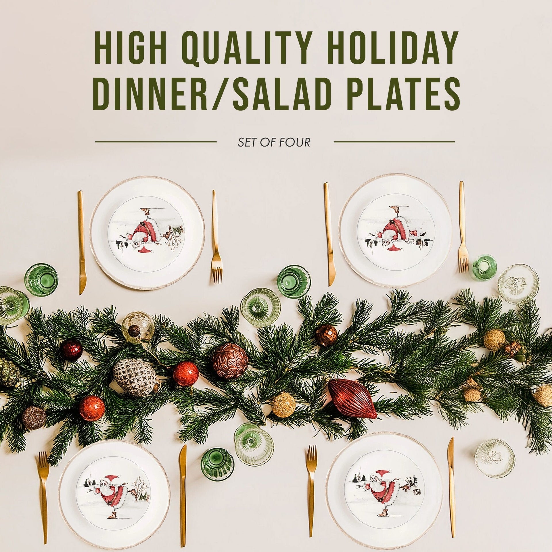 American Atelier Set of 4 Christmas Twig Holiday Dinner Plate - 11 D x 1 H