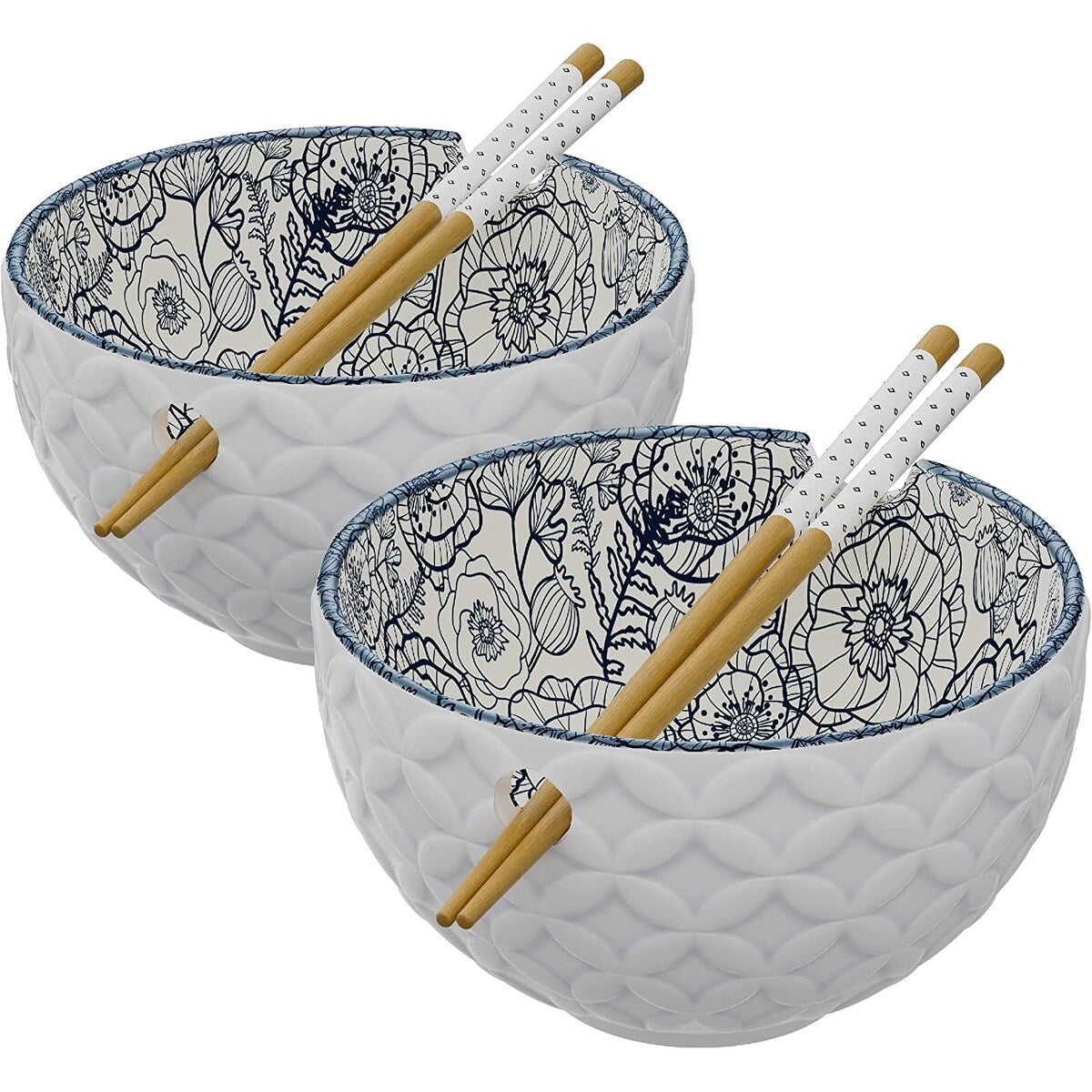 American Atelier Udon Ramen Bowl w/ Chopsticks Set of 2 - 6 D 21 oz.