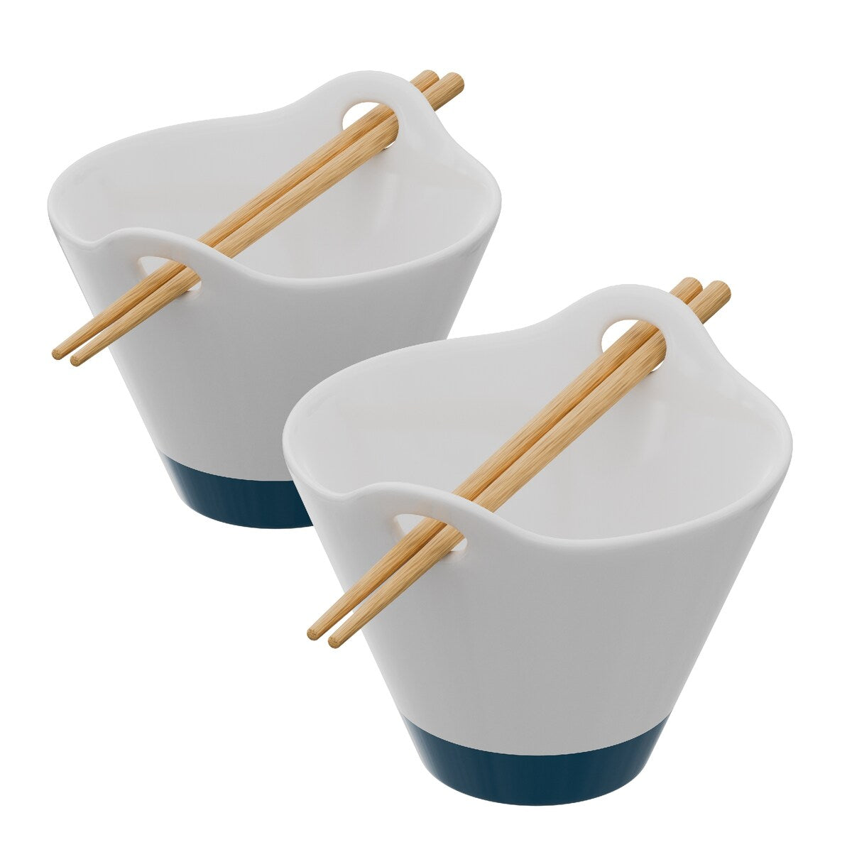 American Atelier Udon Ramen Handled Bowl w/ Chopsticks Rest Set of 2 - 25 oz