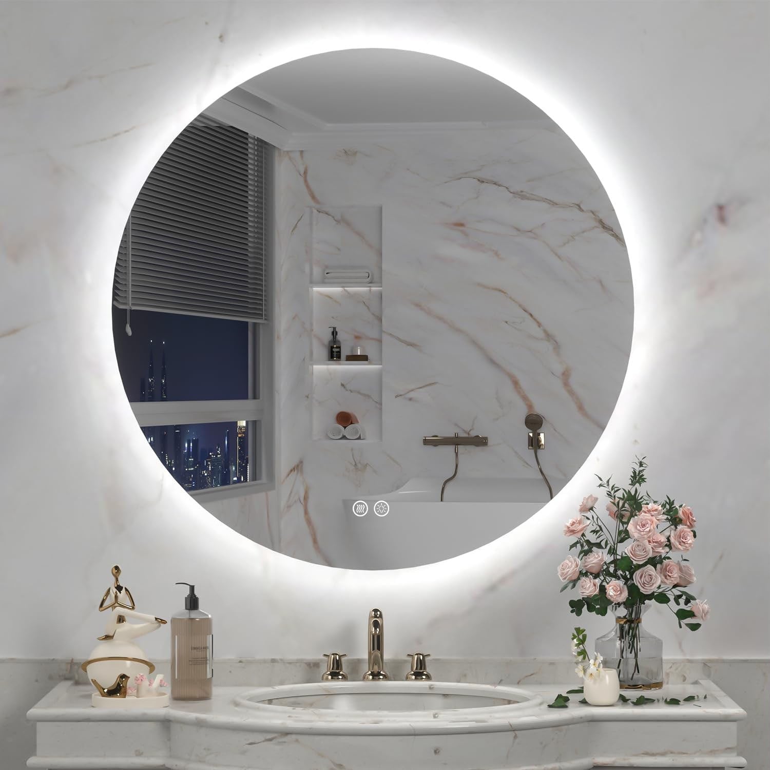 Round LED Anti-fog Wall Bathroom Vanity Mirror