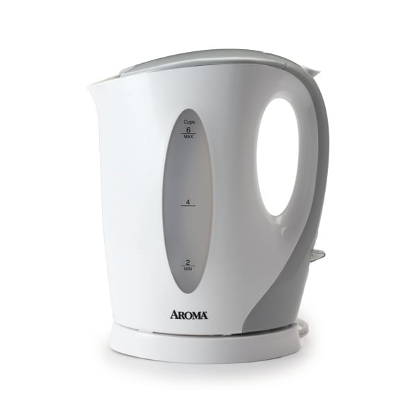 Aroma 1.7-Liter Electric Kettle, White/Grey