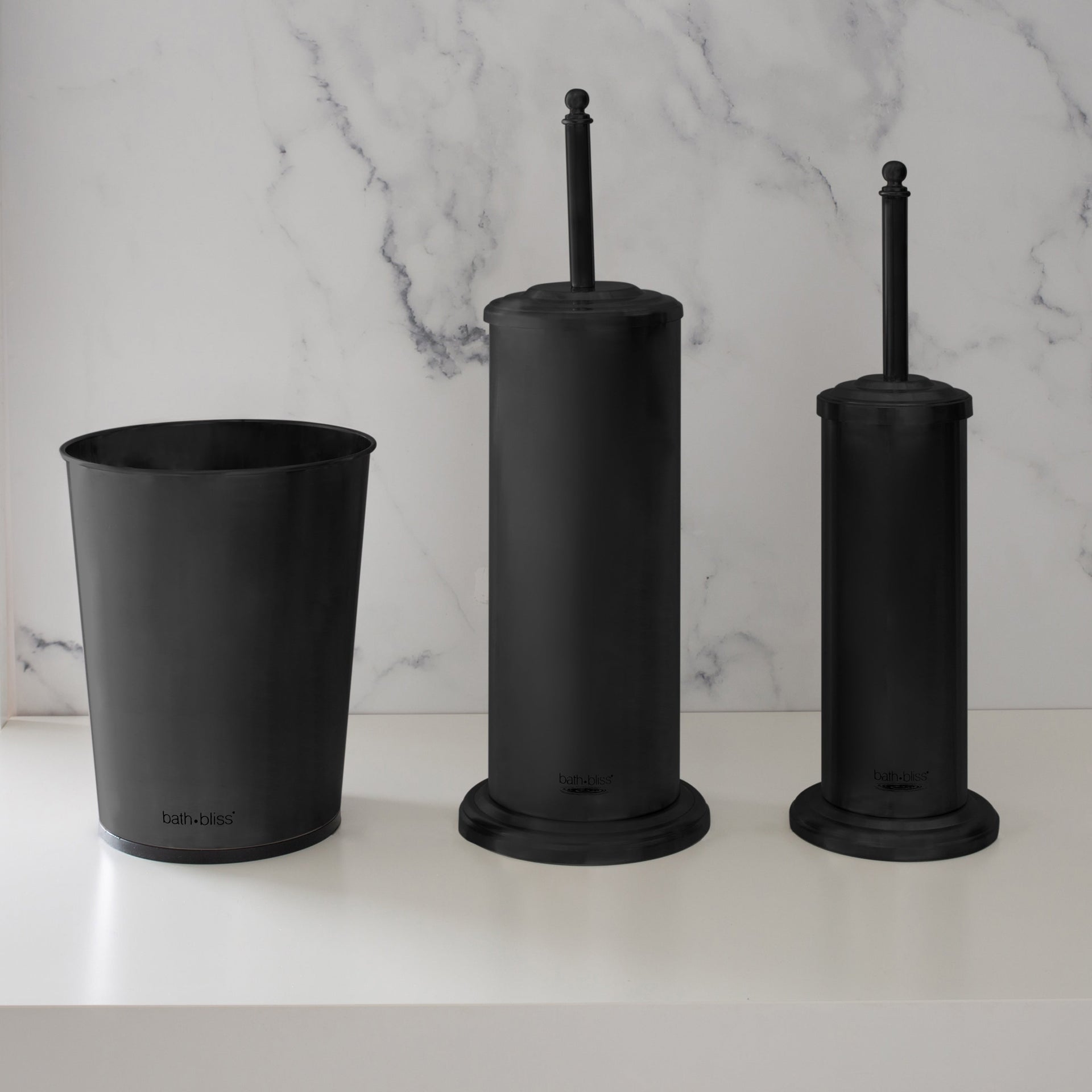 Bath Bliss Trash Can, Toilet Brush and Plunger 3 Piece Bathroom Set - 3 Piece Set