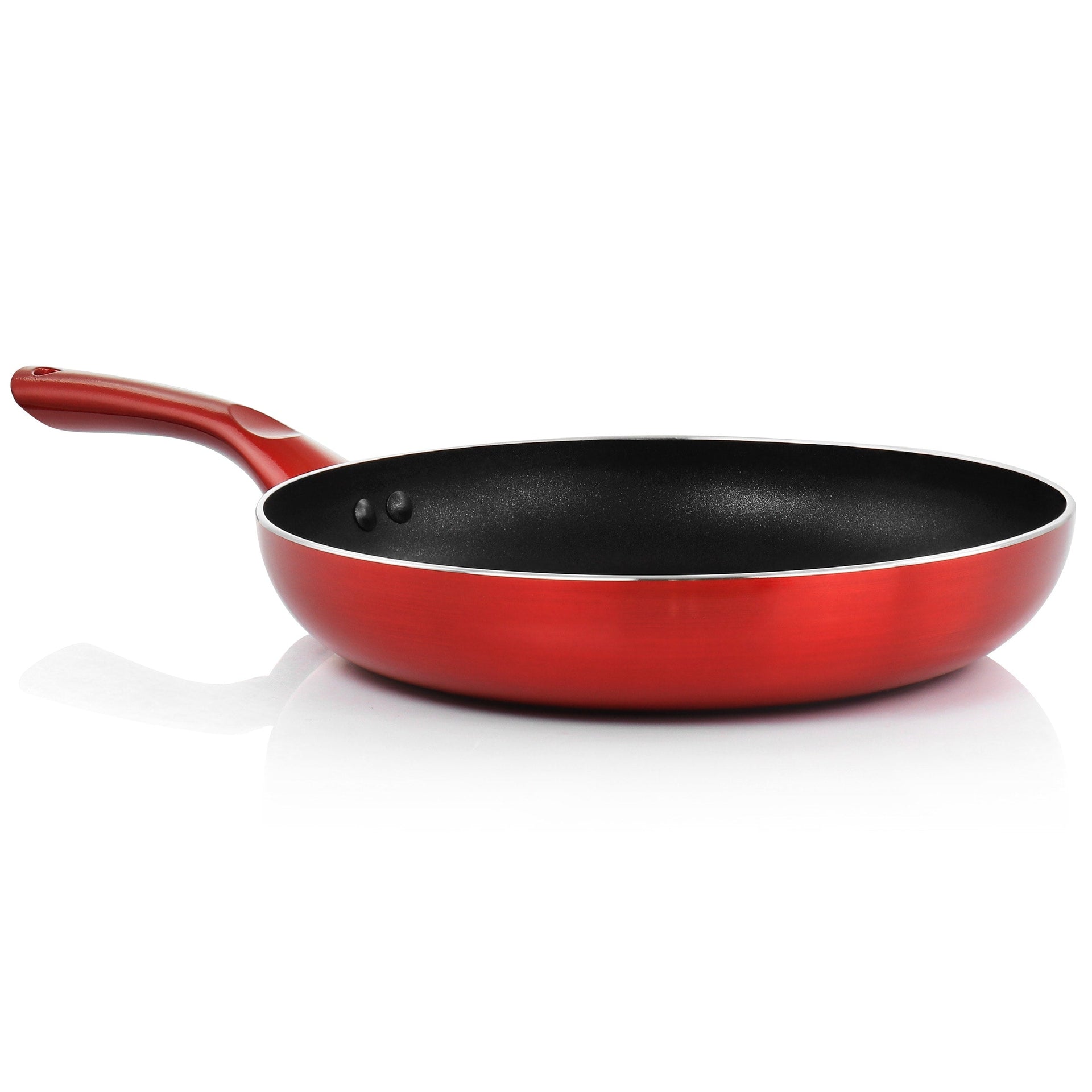 Better Chef 10in Silver Metallic Non Stick Gourmet Fry Pan in Red