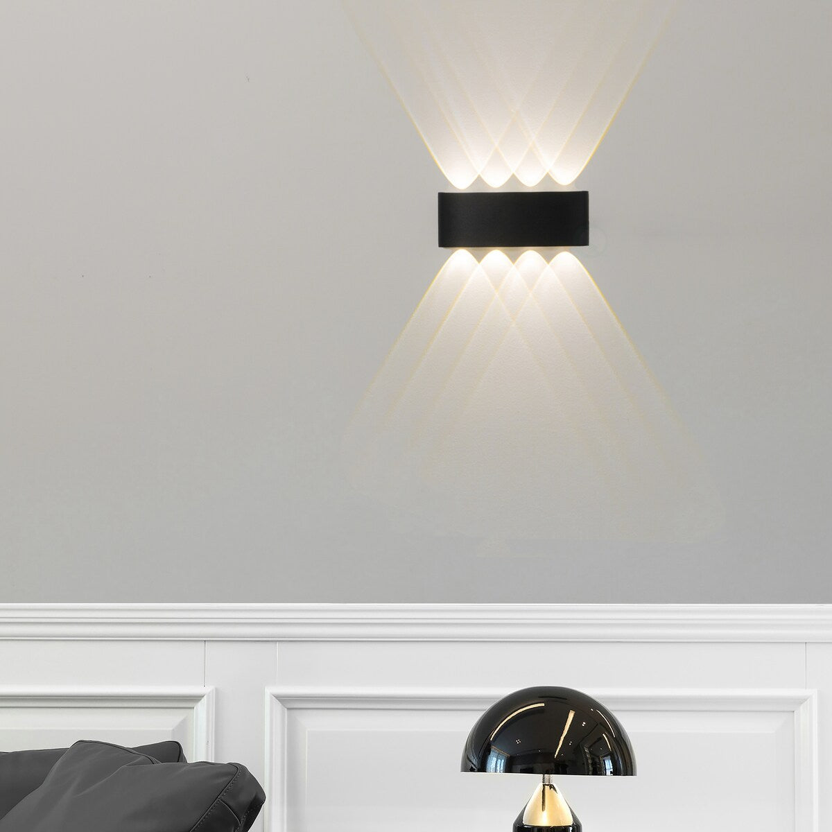 Black Contemporary Decorative Waterproof Aluminum Wall Lamp for Indoors and Outdoors, 8 Watt Cool White 4000K
