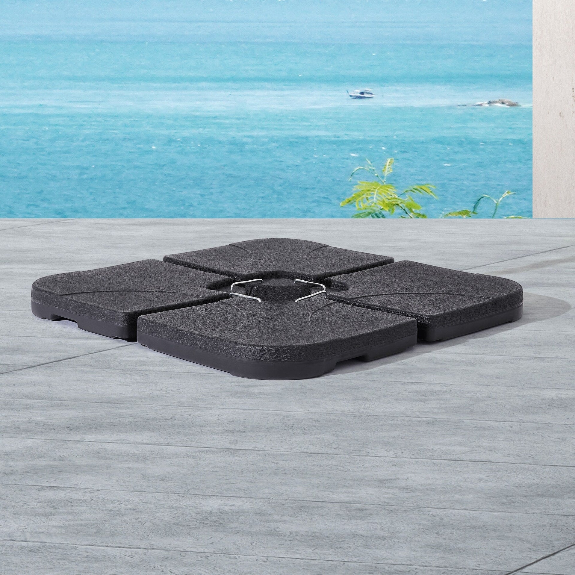 Bonosuki 4-Piece Cantilever Base Offset Patio Umbrella Stand, 176lb - 40.9 x 40.9