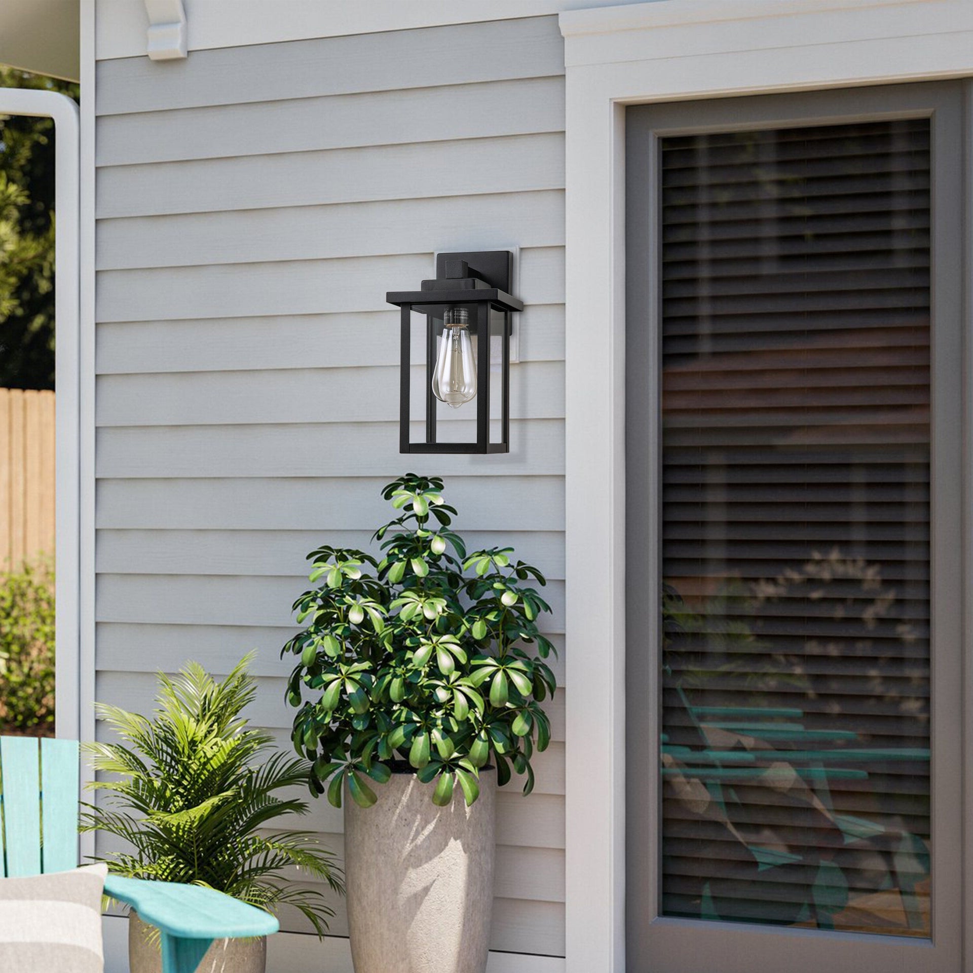 C Cattleya 2-Pack 1-Light Black Outdoor Wall Sconces Exterior Wall Light