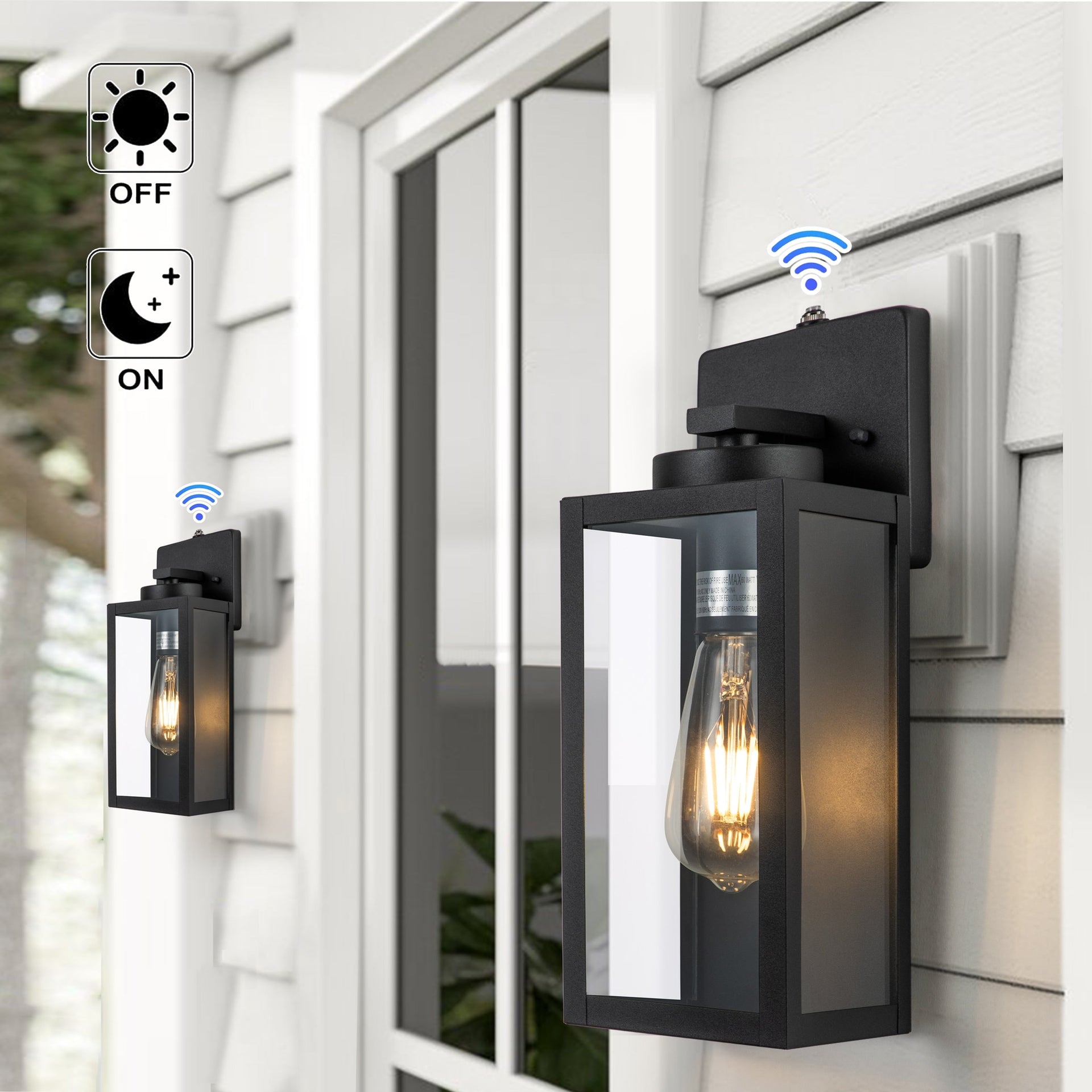 C Cattleya 2-Pack Matte Black Dusk to Dawn Outdoor Wall Lights