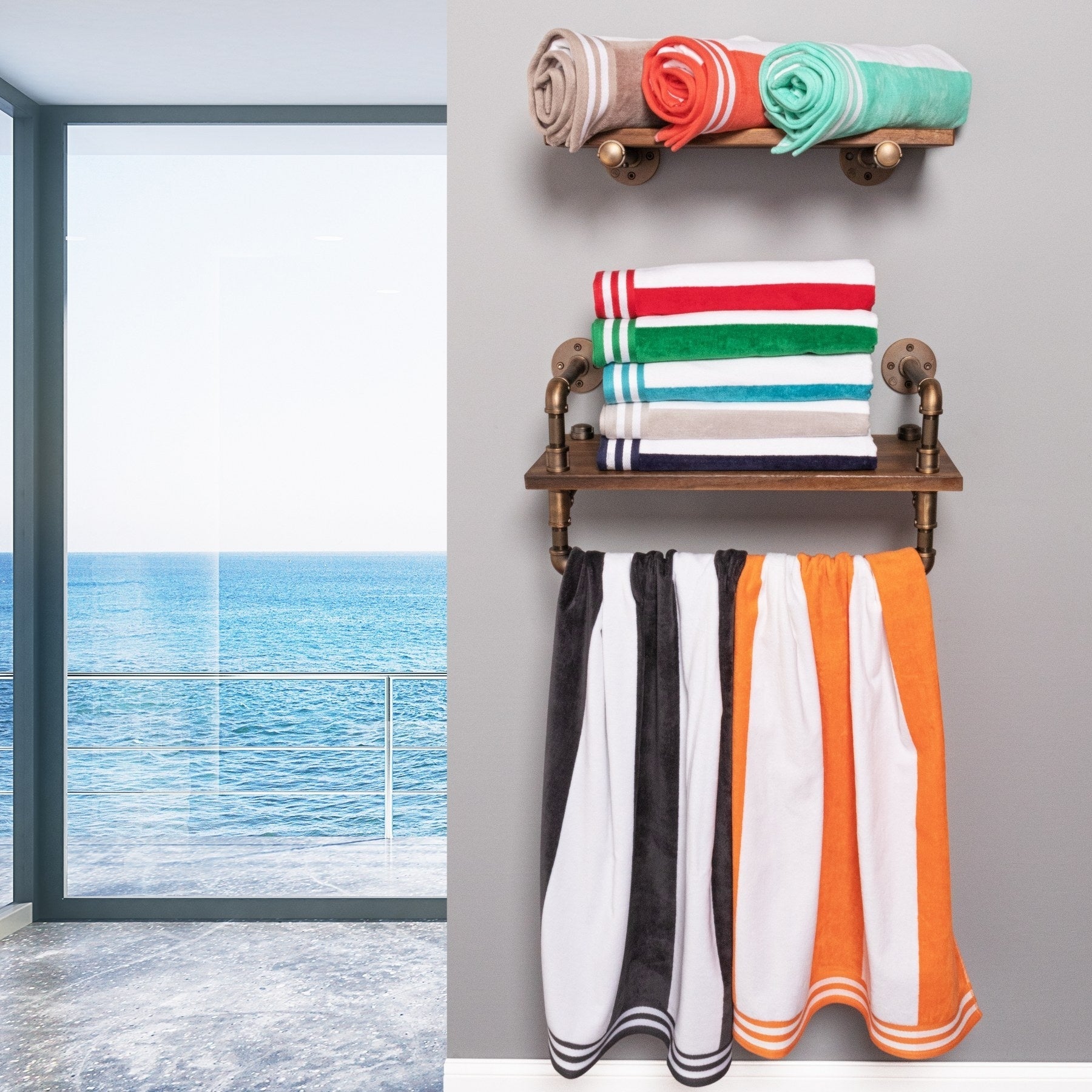 Cabana Stripe Oversized Cotton Beach Towel by Superior