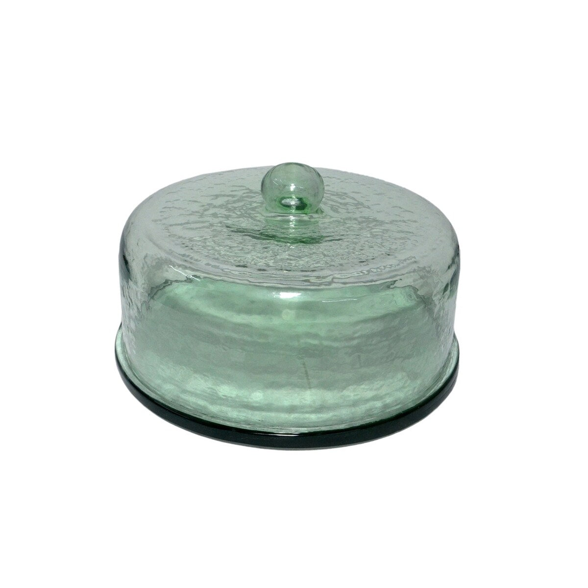 Cake Recycled Glass Dome w/Plate Dia 11.3 Light Green