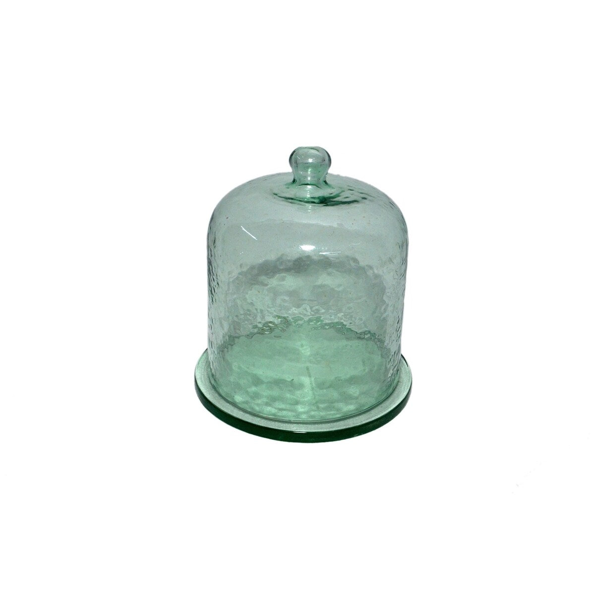 Cake Recycled Glass Dome w/Plate Dia 6 Light Green