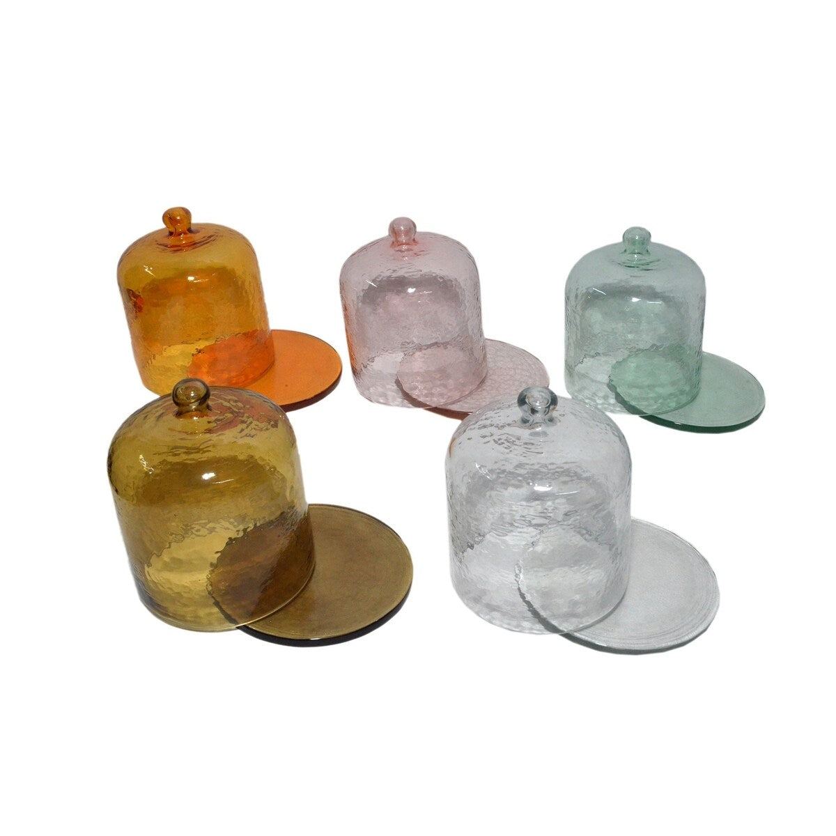 Cake Recycled Glass Dome w/Plate Dia 6 Light Green