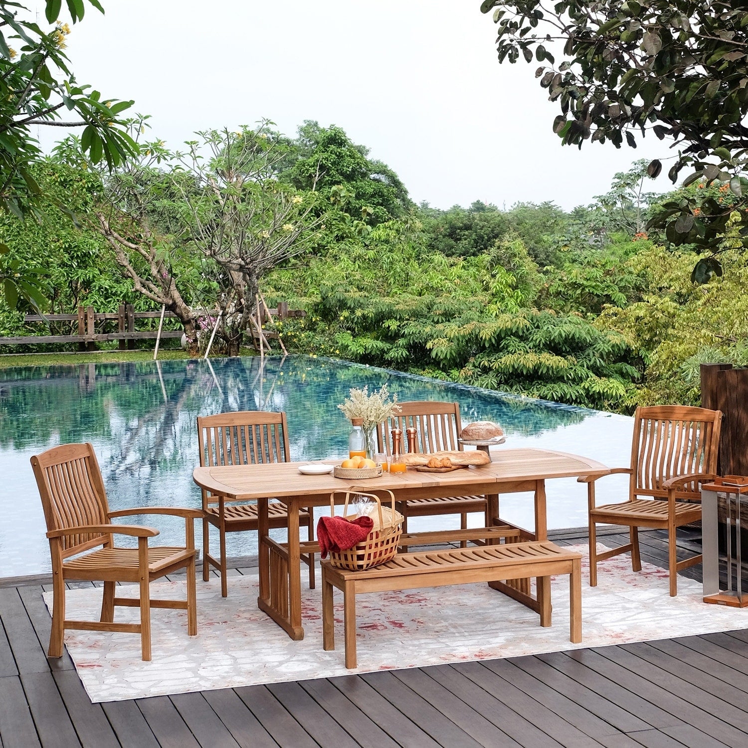 Cambridge Casual Caterina 6-Piece Teak Outdoor Extendable Dining Set