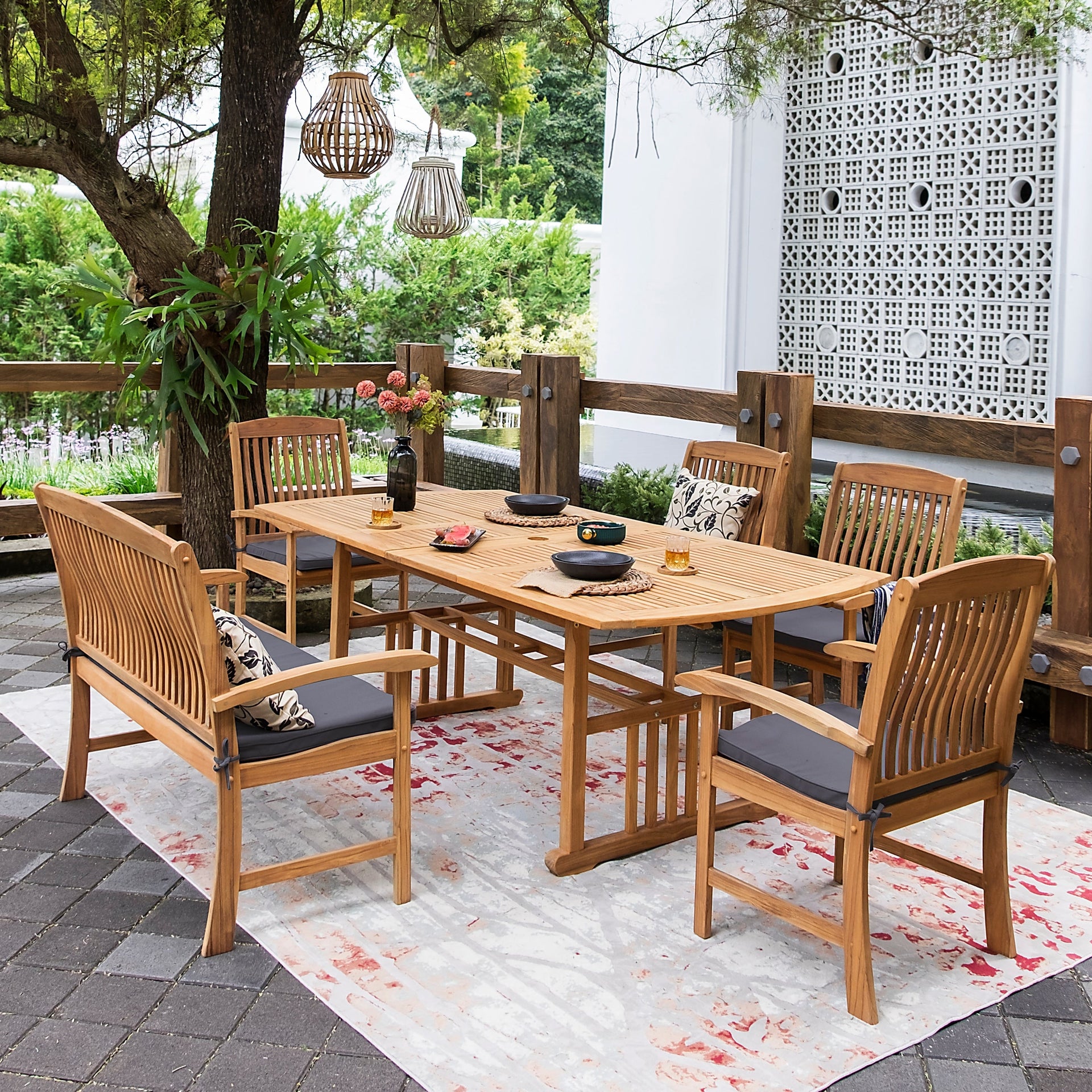 Cambridge Casual Leon 6-Piece Teak Patio Extendable Dining Set
