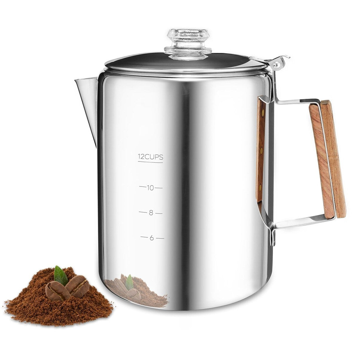Camping Percolator Coffee Pot 12 Cup Stove Top Coffee Percolator Non Electric Coffee Maker Camping Stainless Steel Coffee
