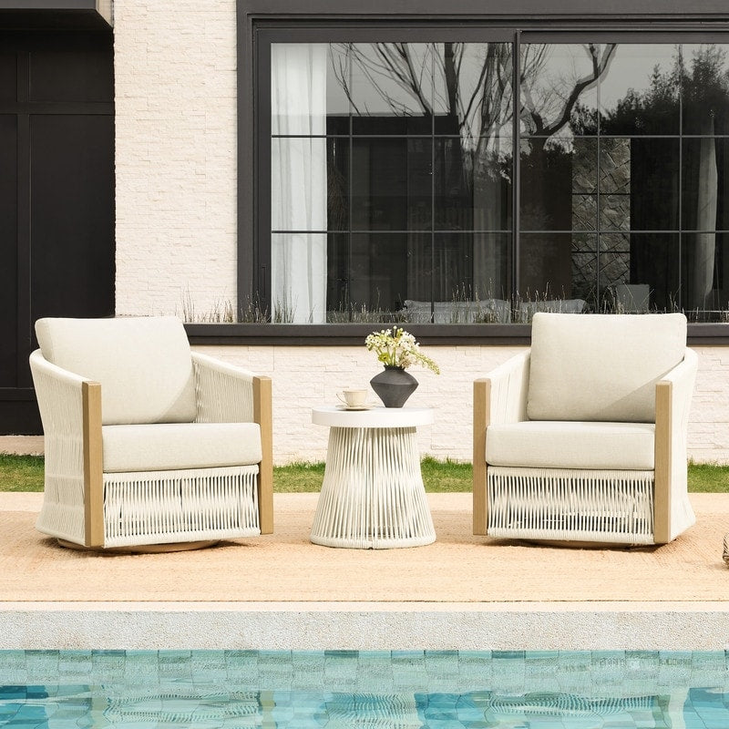 Carlos Outdoor Patio Furniture Bistro Set Swivel Chair
