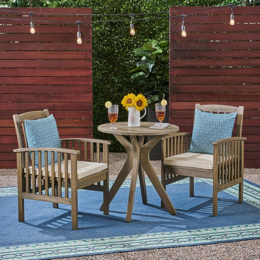 Casa Outdoor 2-Seater 28 Round Acacia Wood Bistro Set with X-Legs by Christopher Knight Home