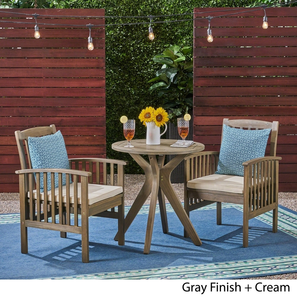 Casa Outdoor 2-Seater 28 Round Acacia Wood Bistro Set with X-Legs by Christopher Knight Home
