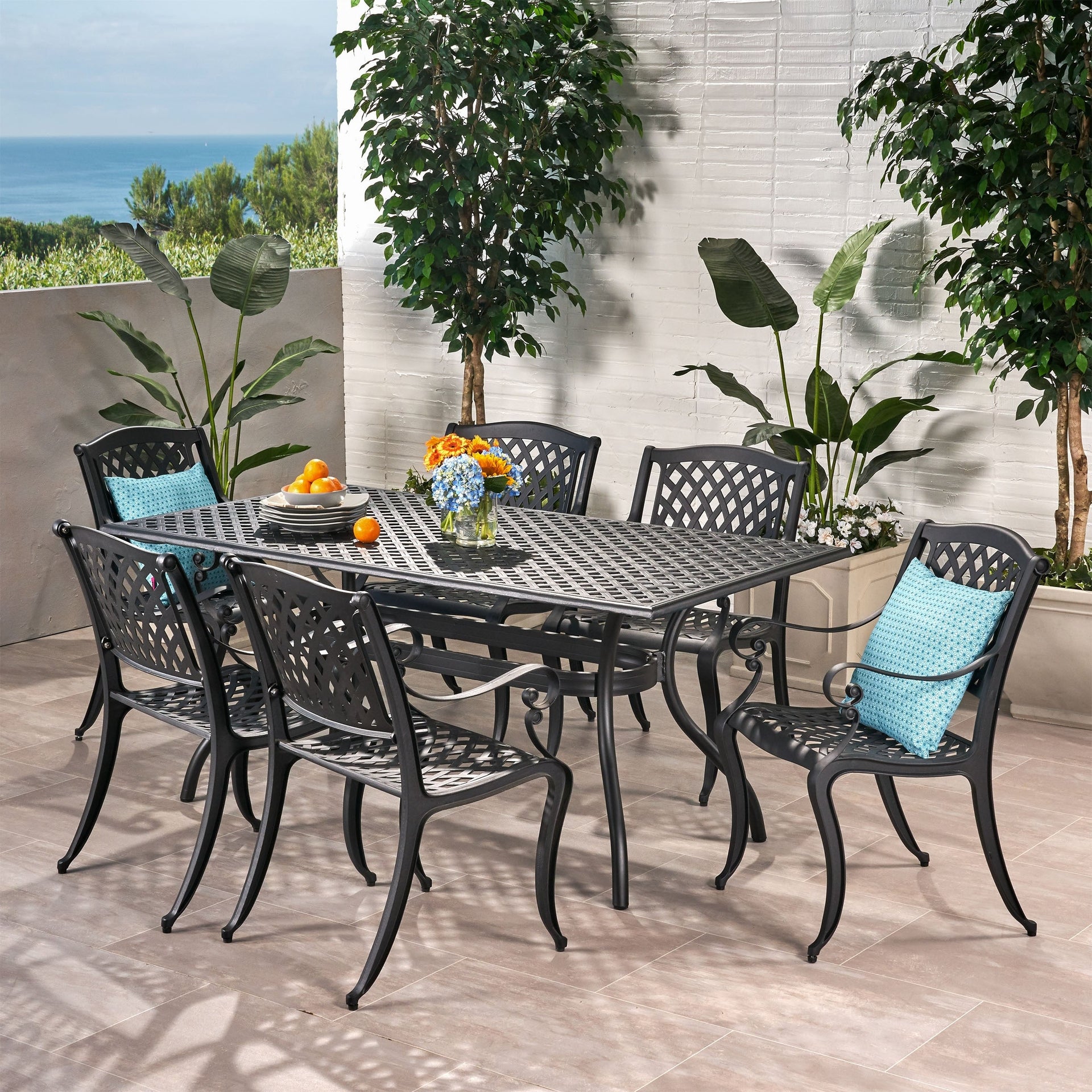 Cayman 7-piece Aluminum Outdoor Dining Set by Christopher Knight Home