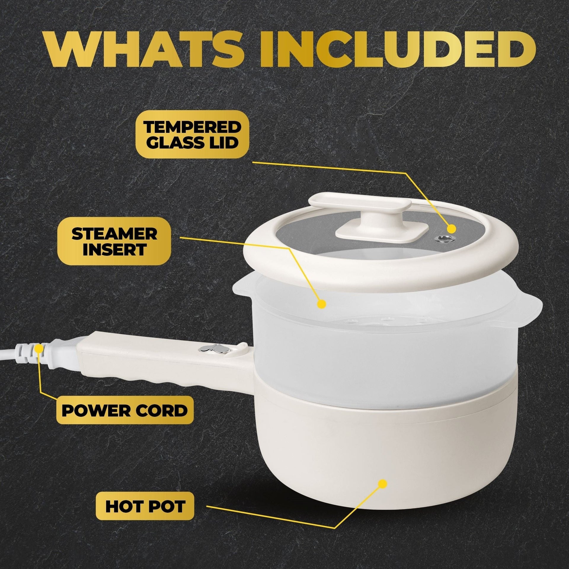 Ceramax Electric Hot Pot Nonstick Skillet Pan Mini Cooker with Steamer and Lid