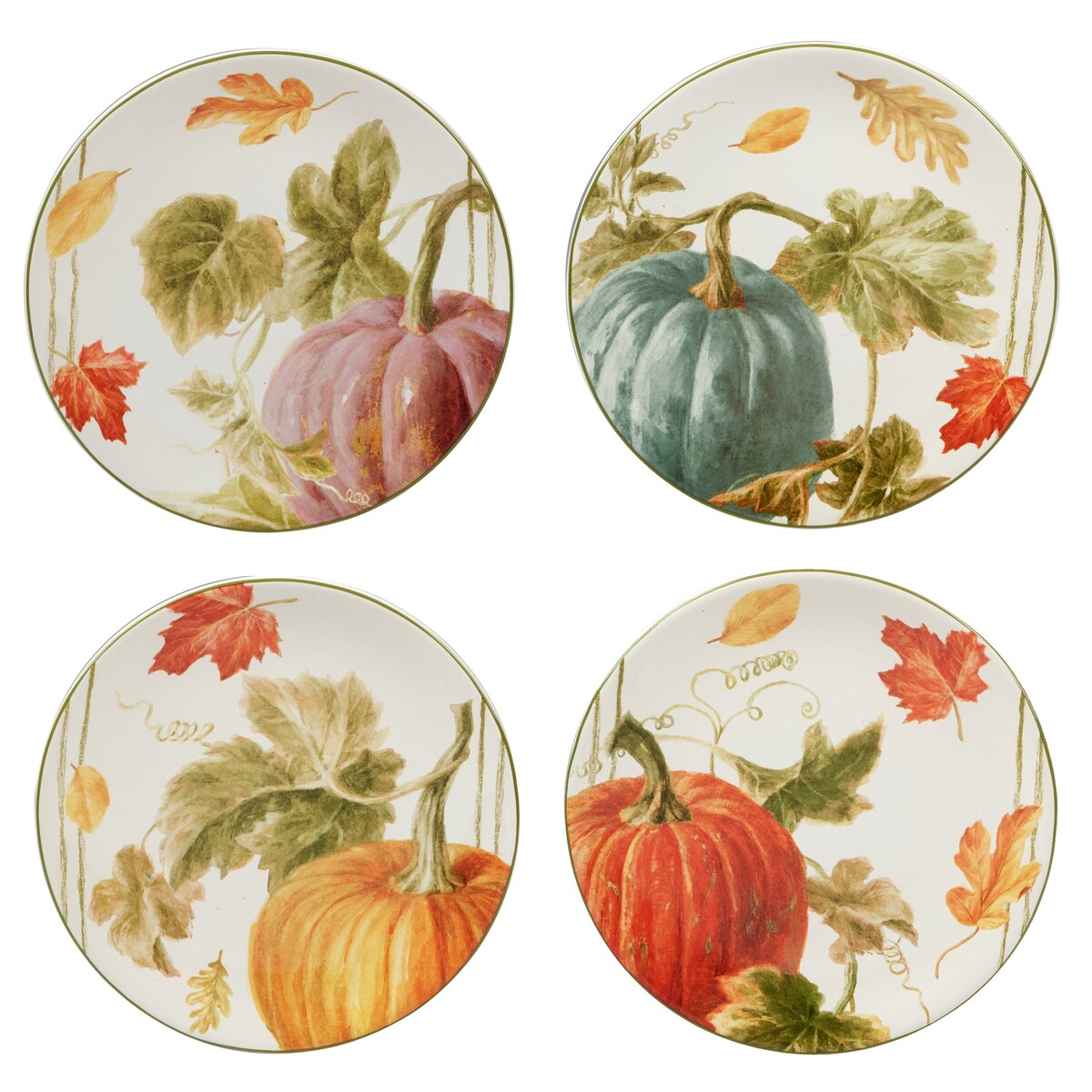 Certified International Autumn Harvest 9-inch Salad/Dessert Plates, Set of 4 - 9 Dia x. 0.75