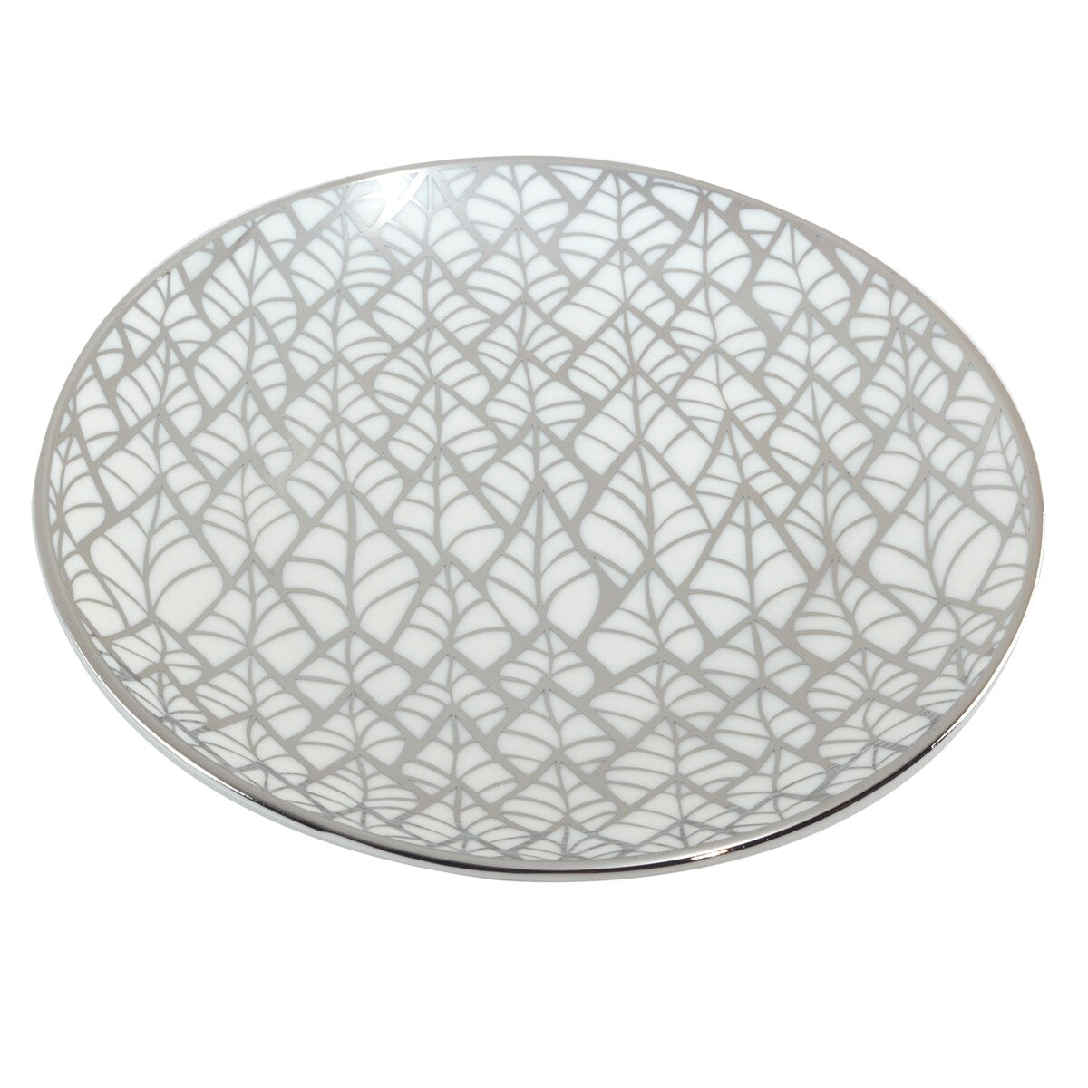 Certified International Mosaic Silver Plated 6 Luncheion/Canape Plates Set of 6 Assorted Designs - 6-inch