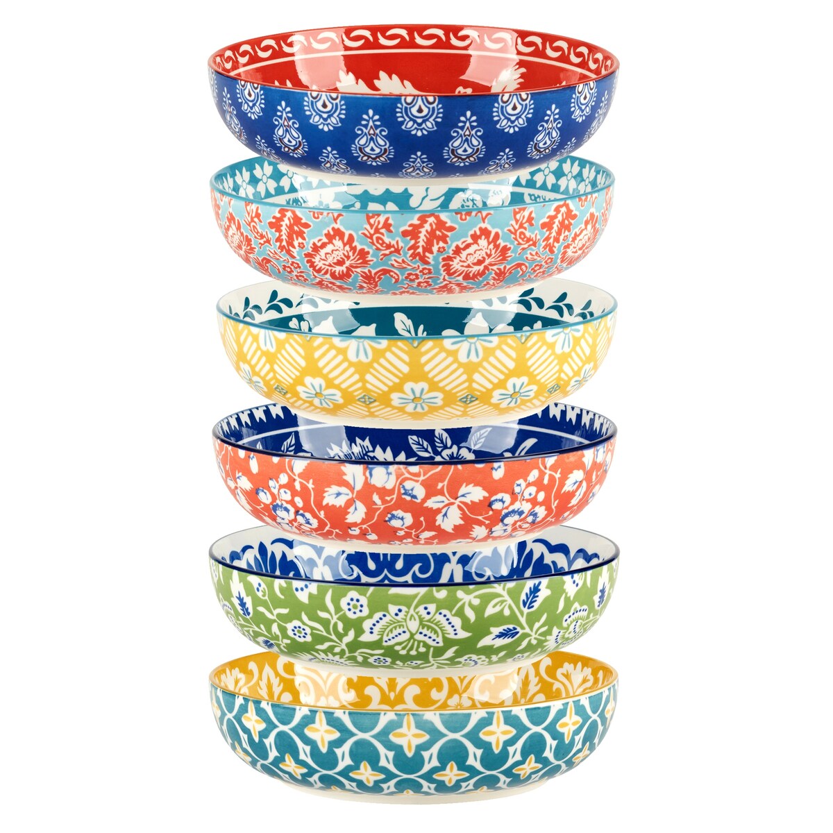 Certified International Panache Set of 6 Soup/Pasta Bowl 6 asst - 8.5 Diam x 2