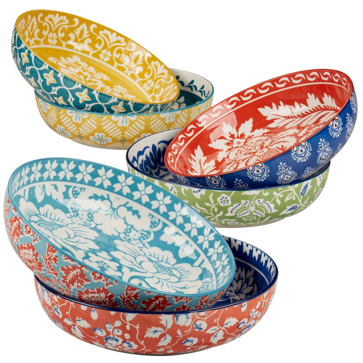 Certified International Panache Set of 6 Soup/Pasta Bowl 6 asst - 8.5 Diam x 2