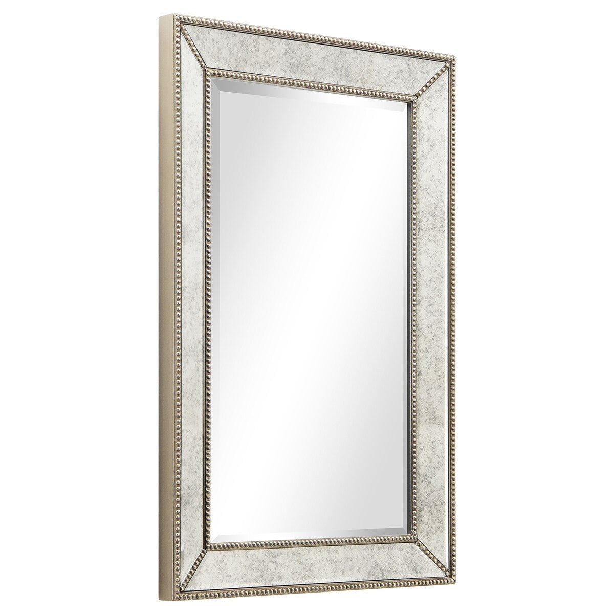 Champagne Bead Beveled Rectangular Wall Mirror - Clear