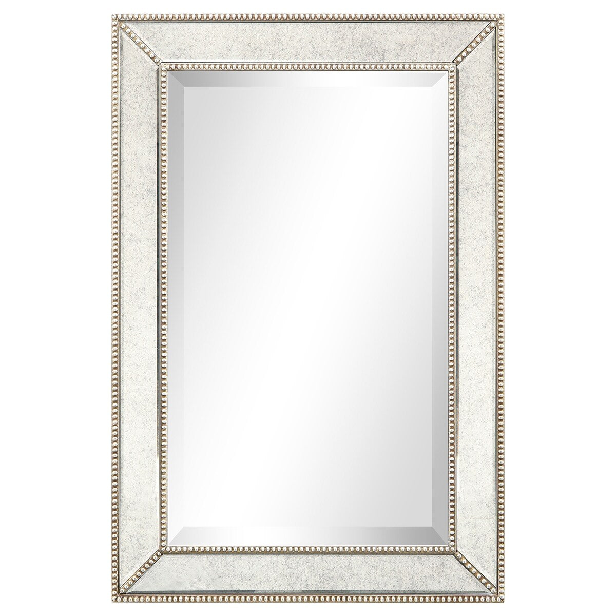 Champagne Bead Beveled Rectangular Wall Mirror - Clear