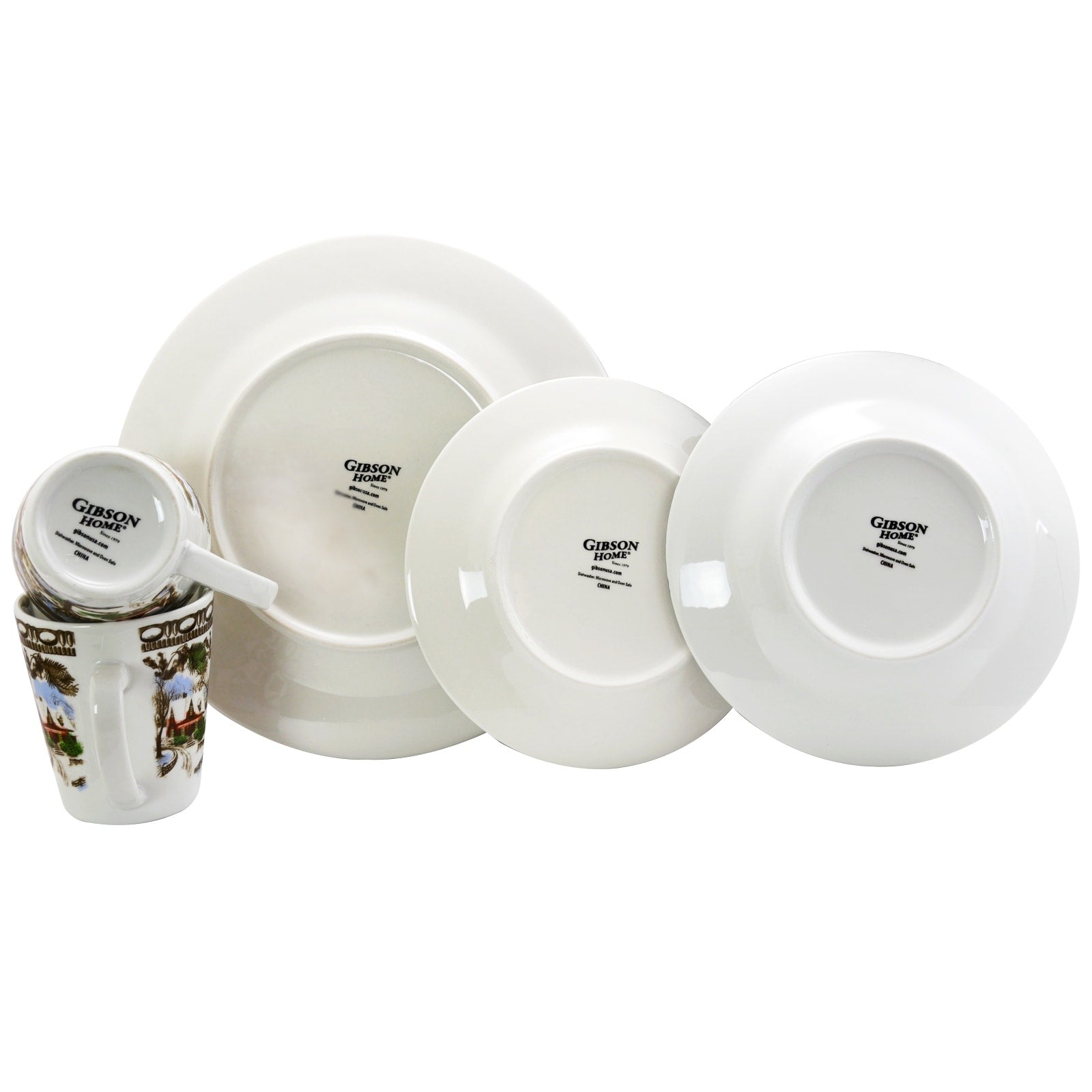 Christmas Time Winter Cabin Dinnerware Set 16 Pieces