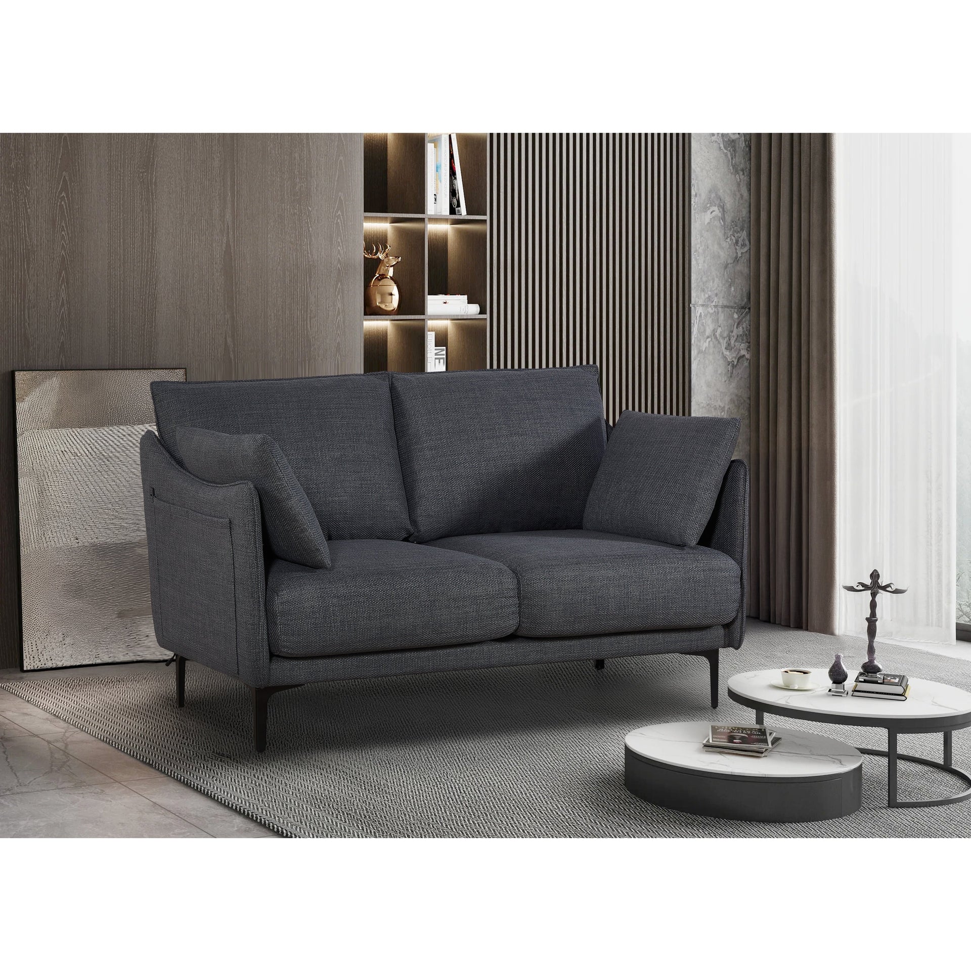 Christopher Knight Home - 2-Seater Sofa with Metal Legs & Pillows