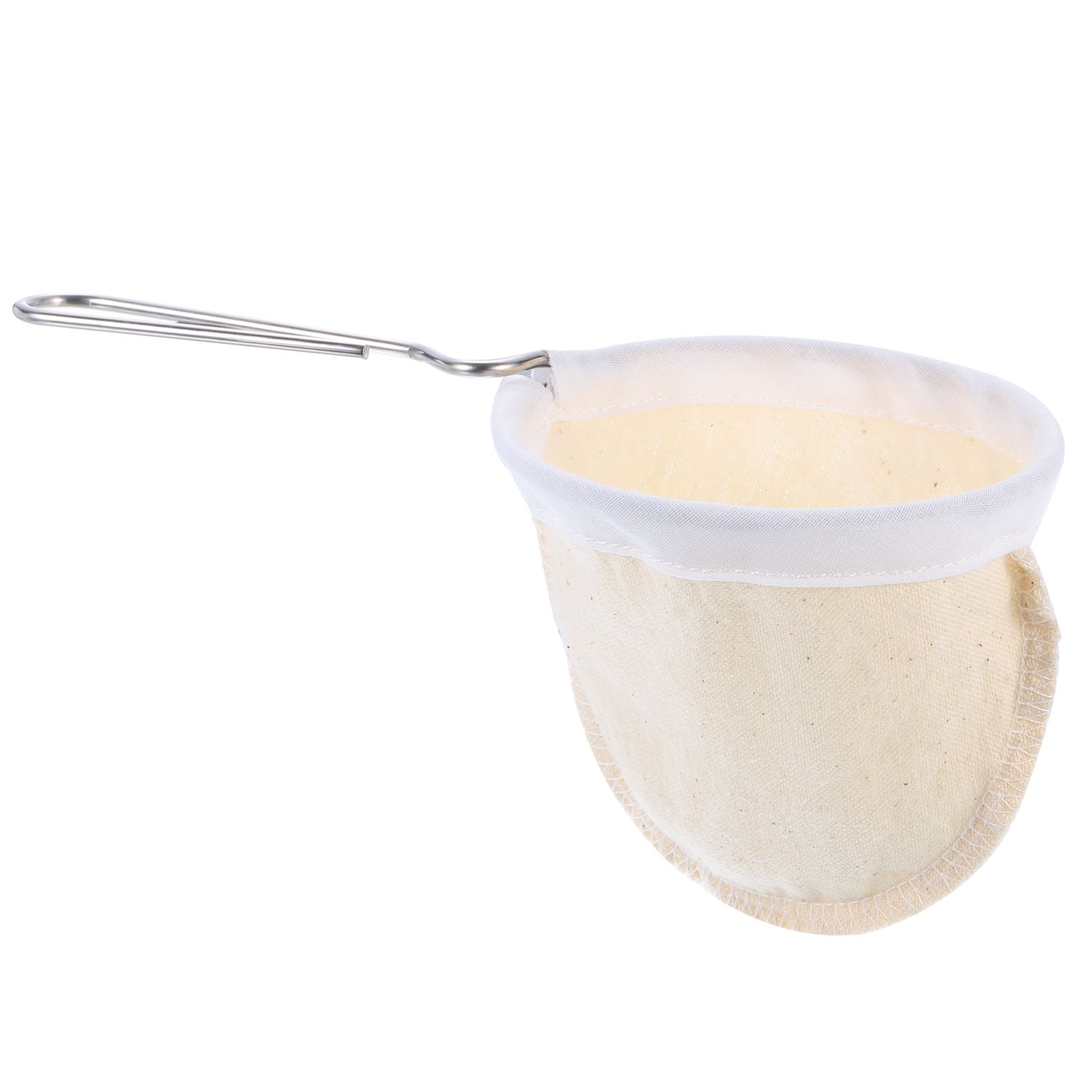 Cloth Coffee Filter, Cafe Sock Strainer with Stainless Steel Handle, Beige