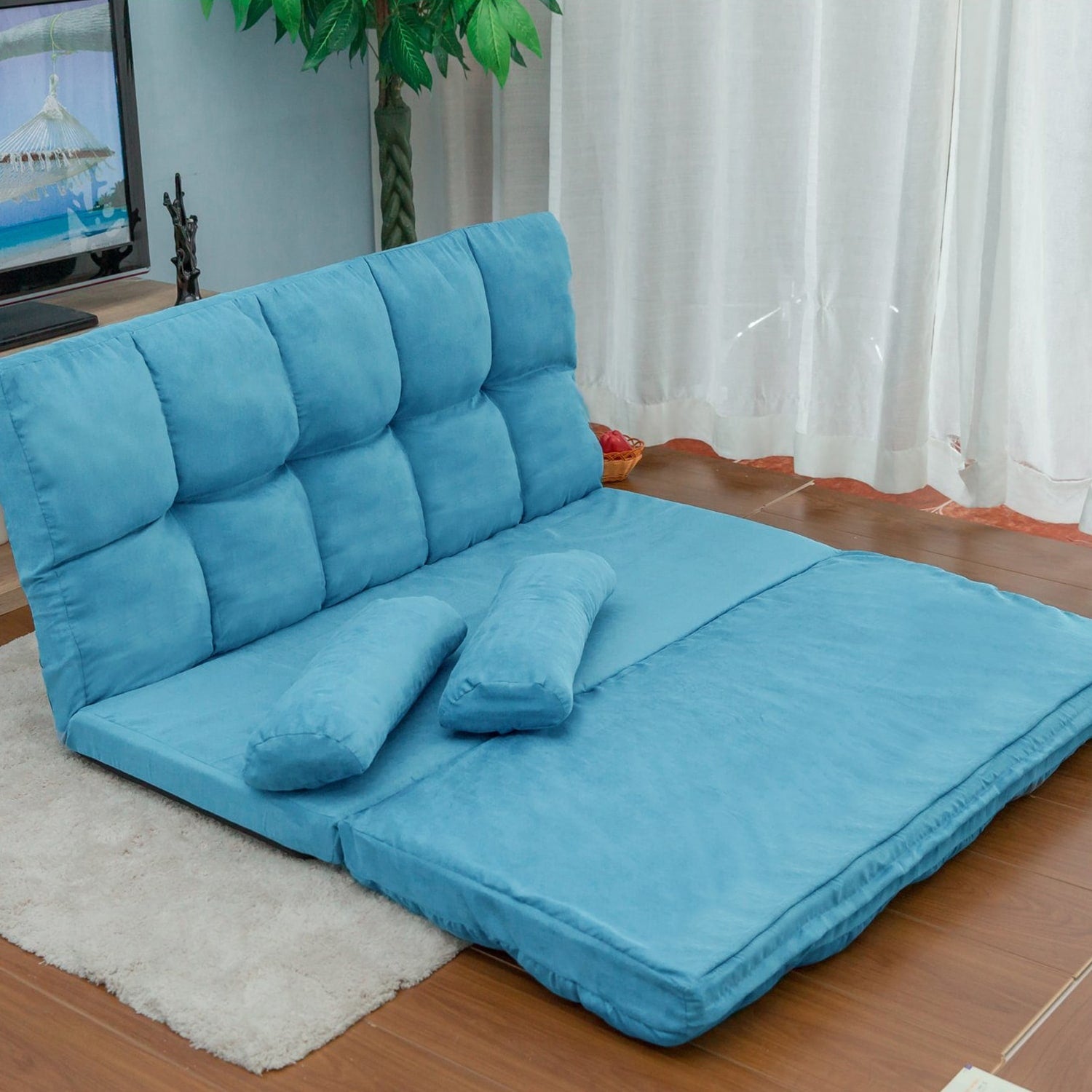 Chaise Lounge Sofa Floor Couch with Two Pillows