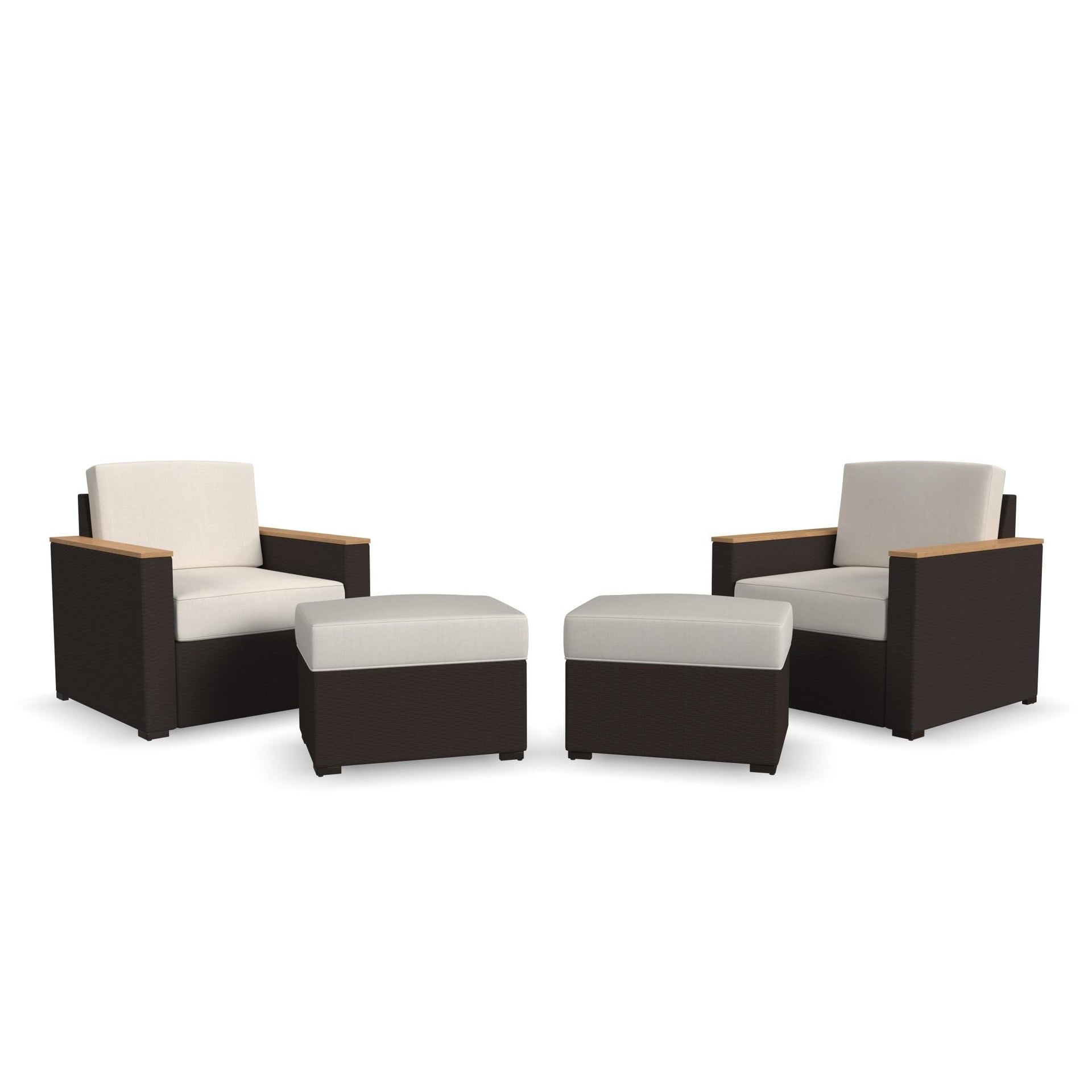 4-Piece Palm Springs Outdoor Rattan Armchair and Ottoman Set with Cushions by Homestyles