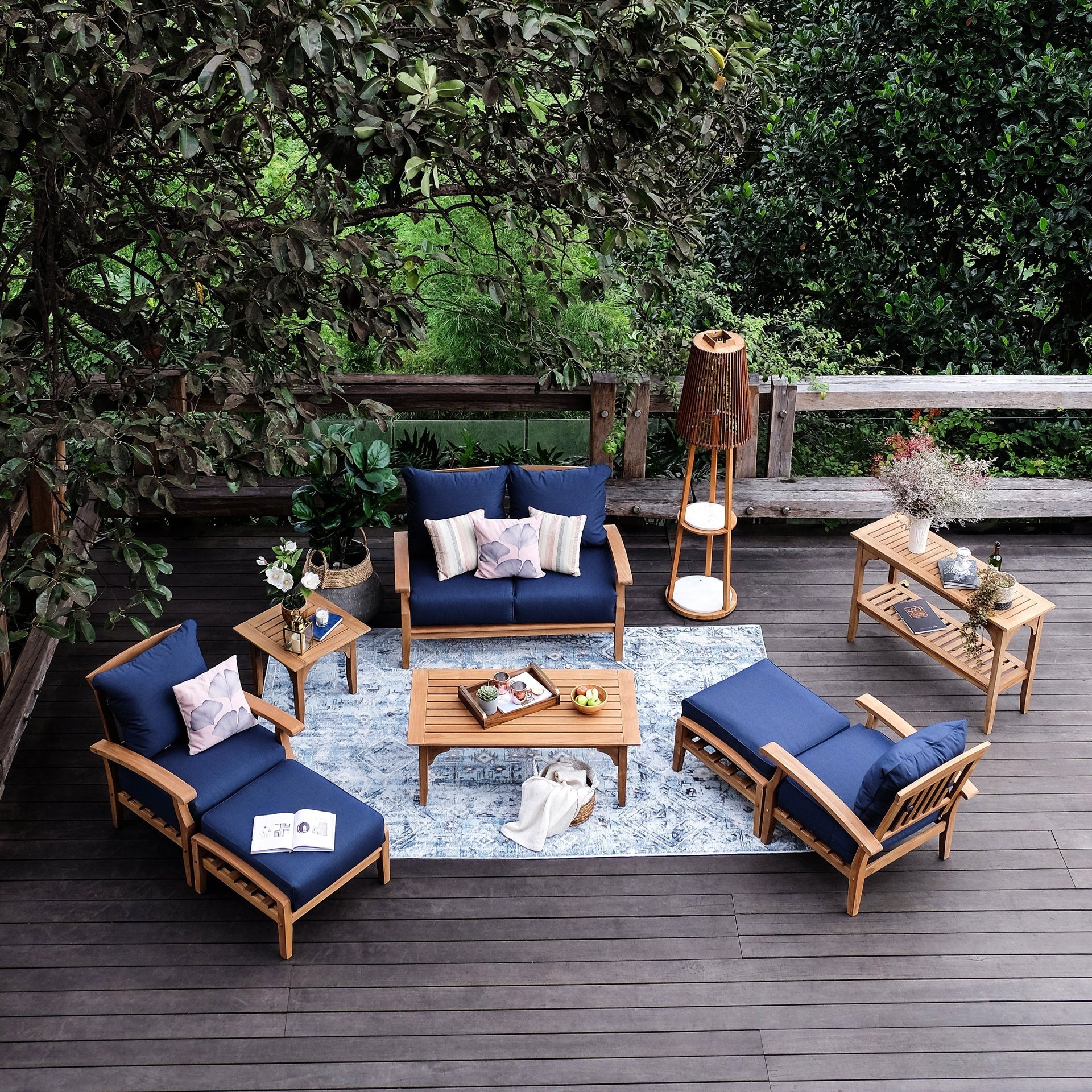 Cambridge Casual Leon 7-piece Teak Patio Conversation Set