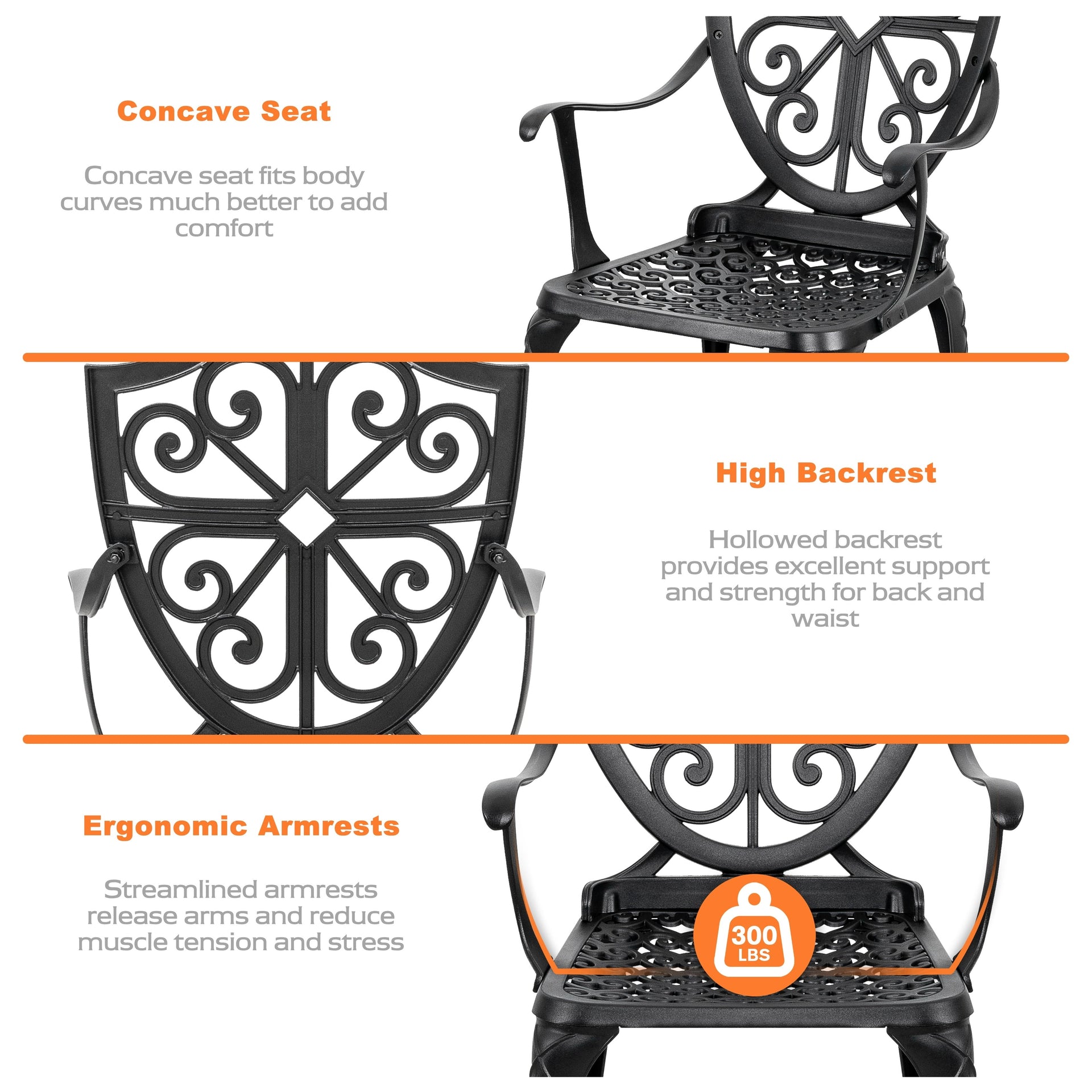 3-Piece Outdoor Bistro Set,Cast Aluminum Patio Set with Umbrella Hole
