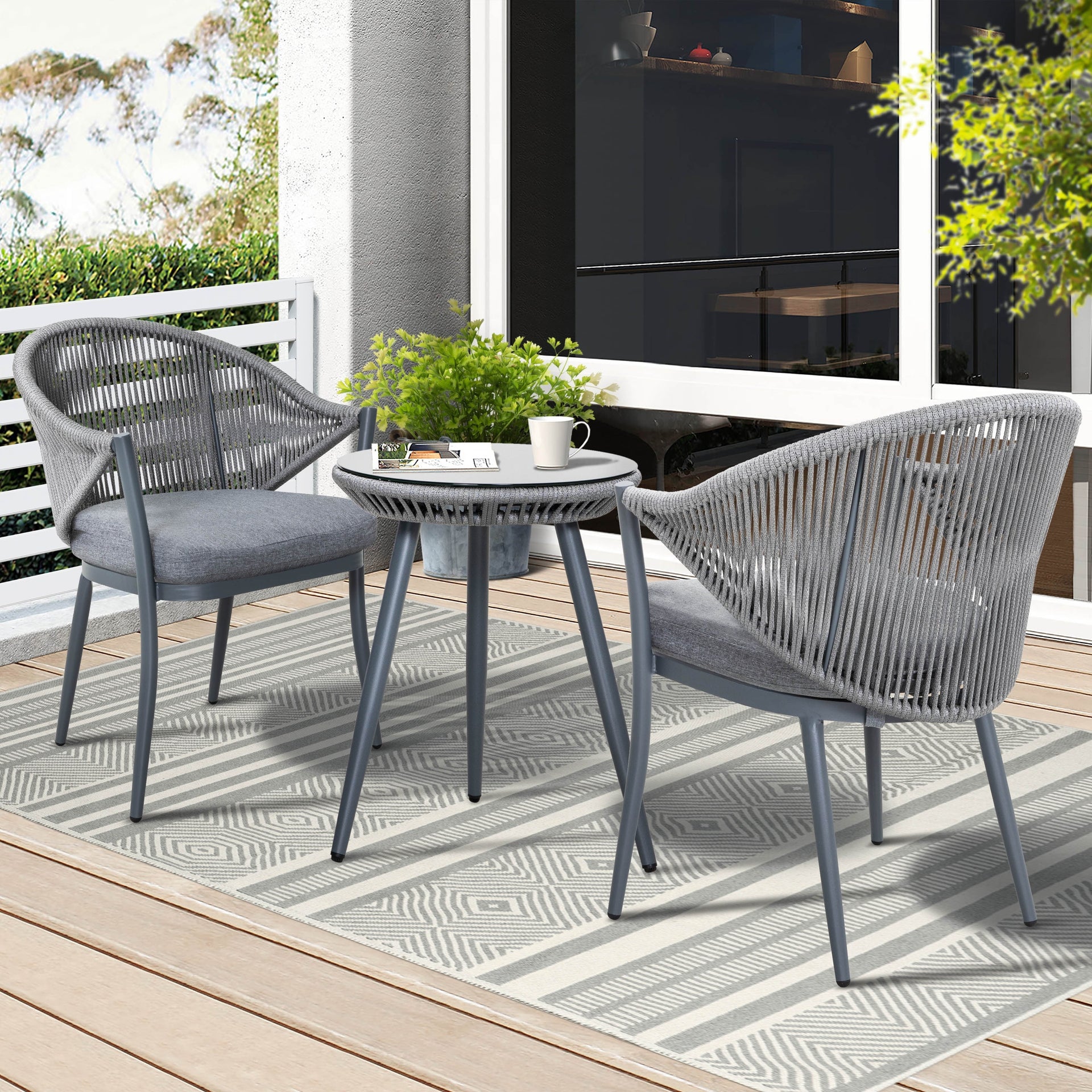 NUU GARDEN Outdoor 3-piece Bistro Set With Cushion