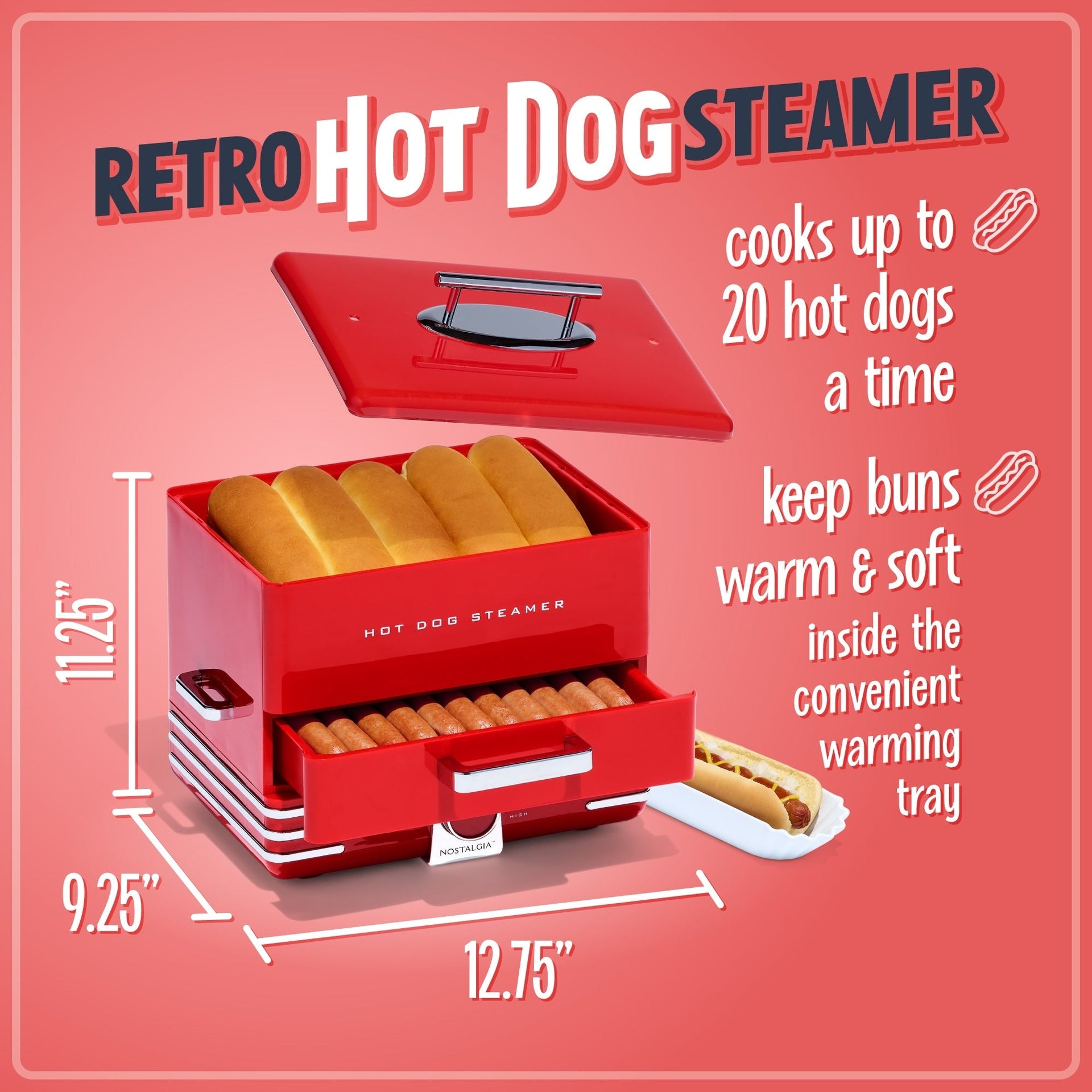 Nostalgia Hot Dog Steamer