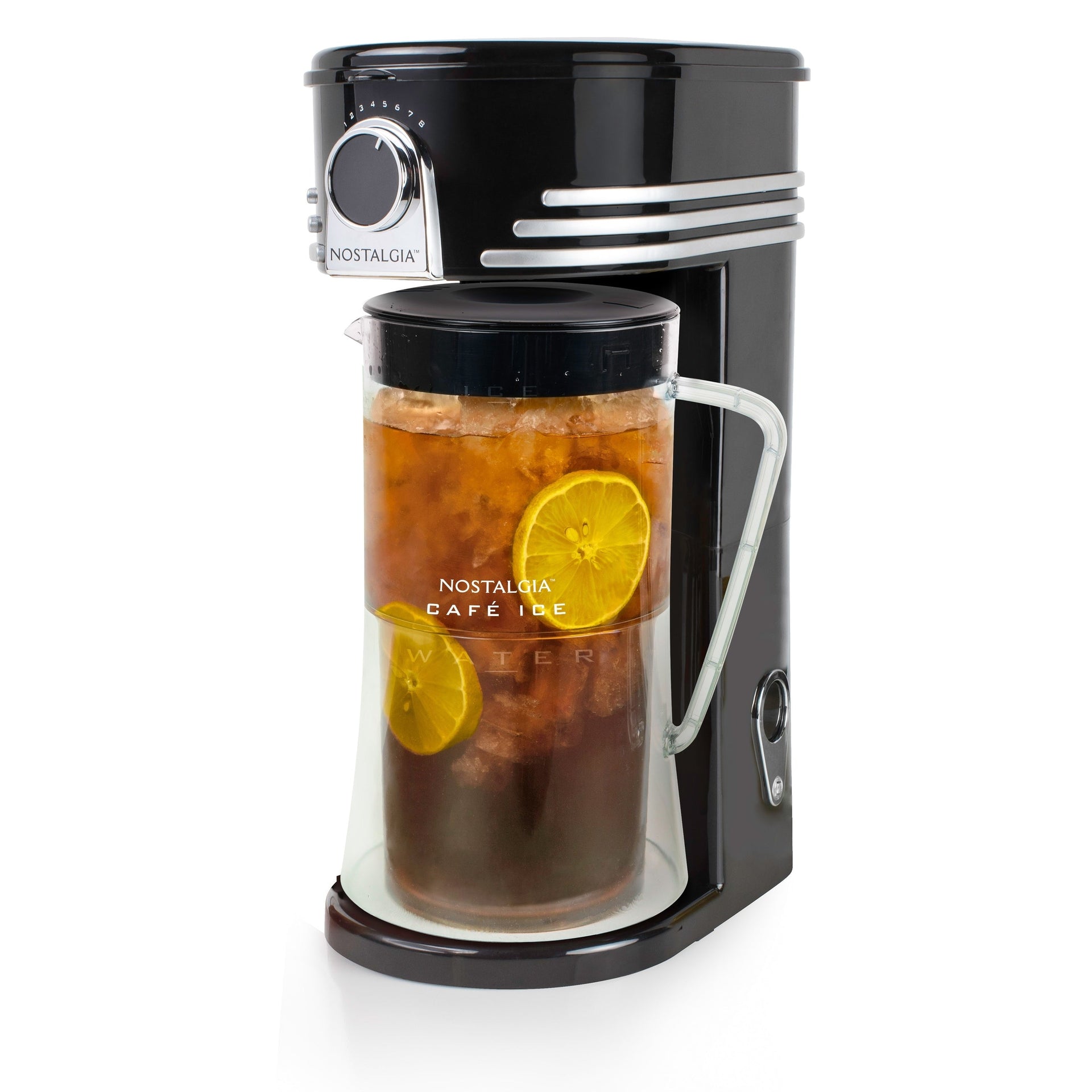 Nostalgia Ice Tea & Coffee Maker with Plastic Pitcher, Black