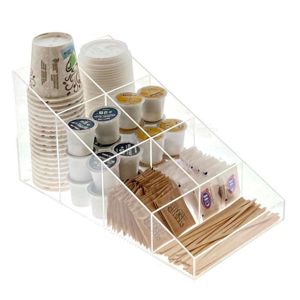 OnDisplay Java Joe Acrylic Breakroom Kitchen Coffee Station Organizer for Cups/Lids/Sugar/Tea/Stirrers